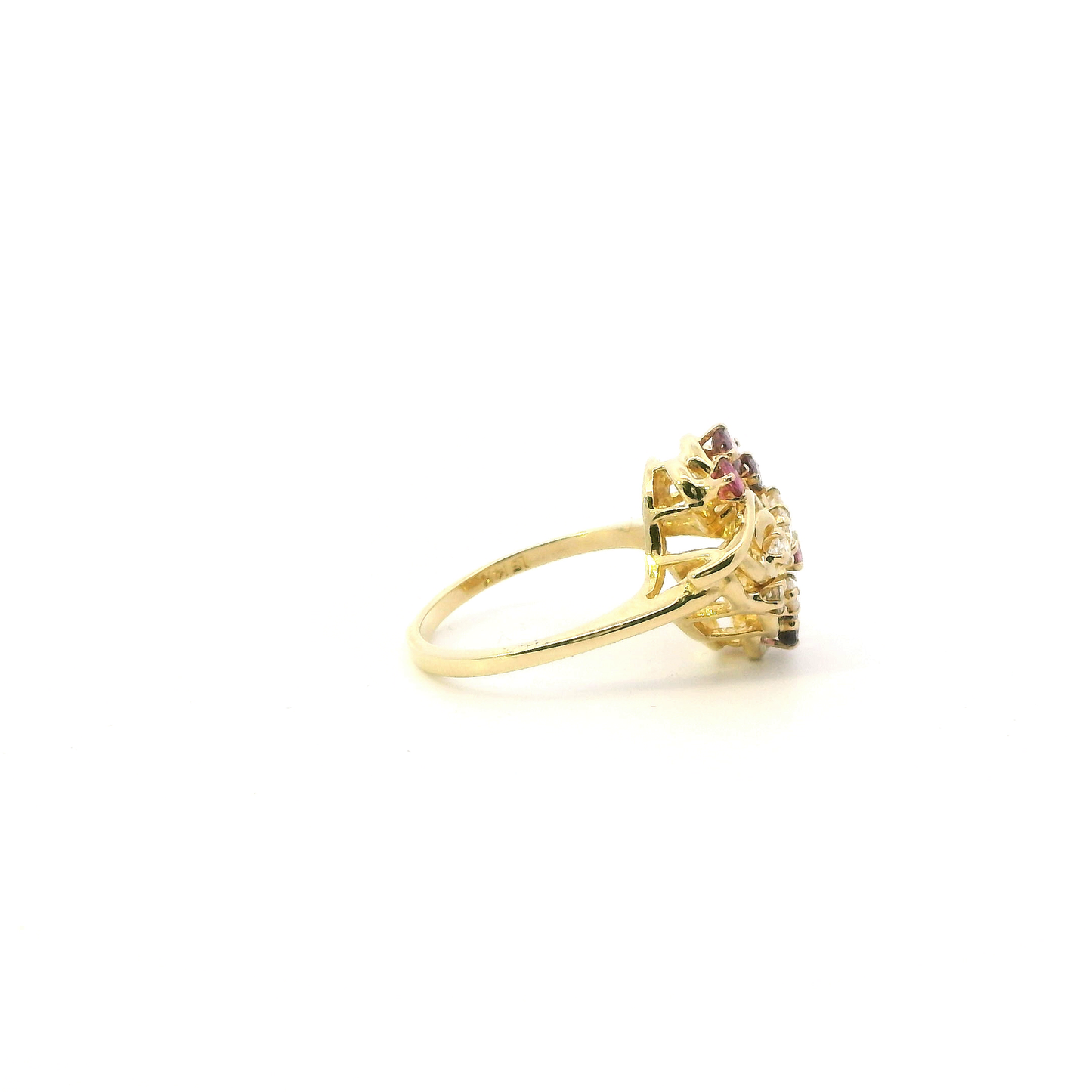 14K Yellow Gold Diamond & Ruby Womens Ring - 0.24ct