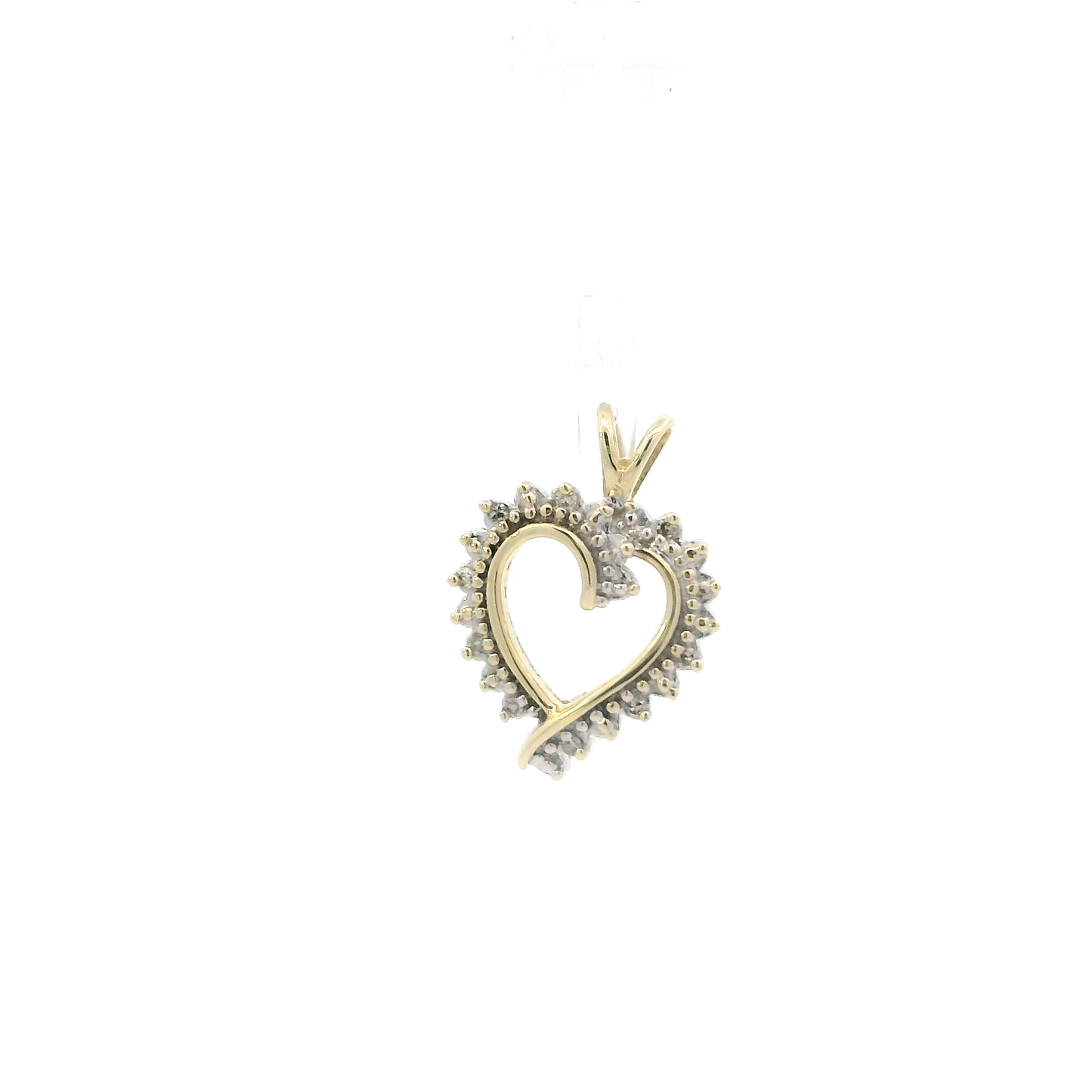 10K Yellow Gold Diamond Heart Pendant - 0.07ct