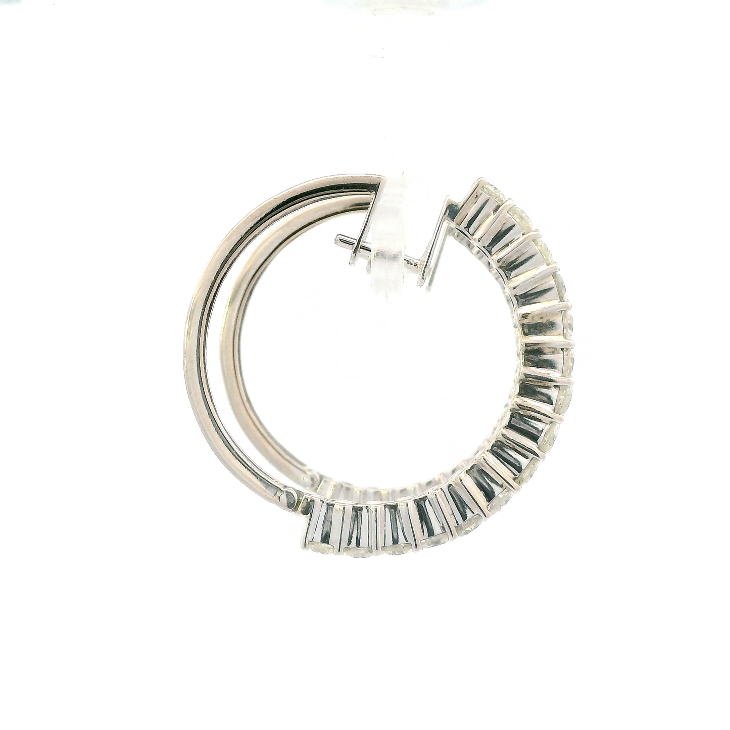 14K White Gold Diamond Hoop Earrings - 3.66ct