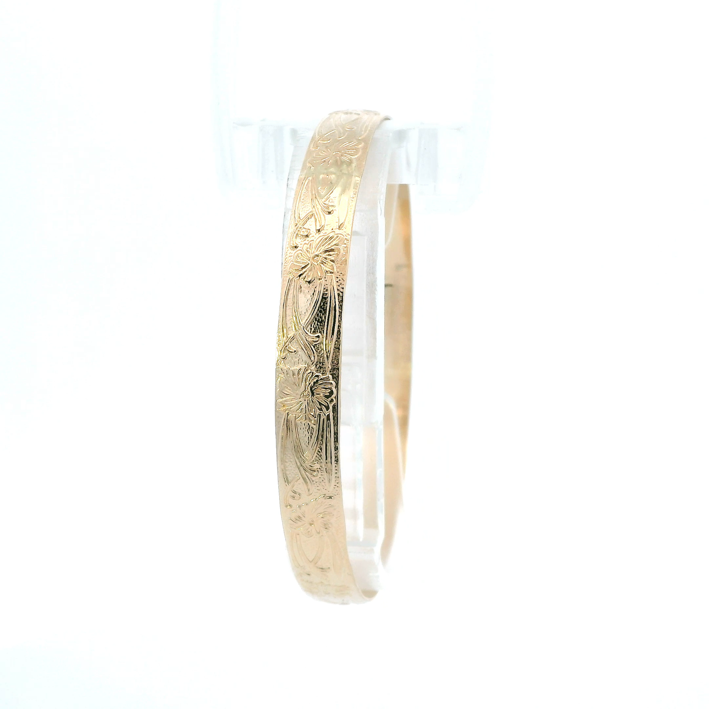 10K Yellow Gold Floral Bangle Bracelet
