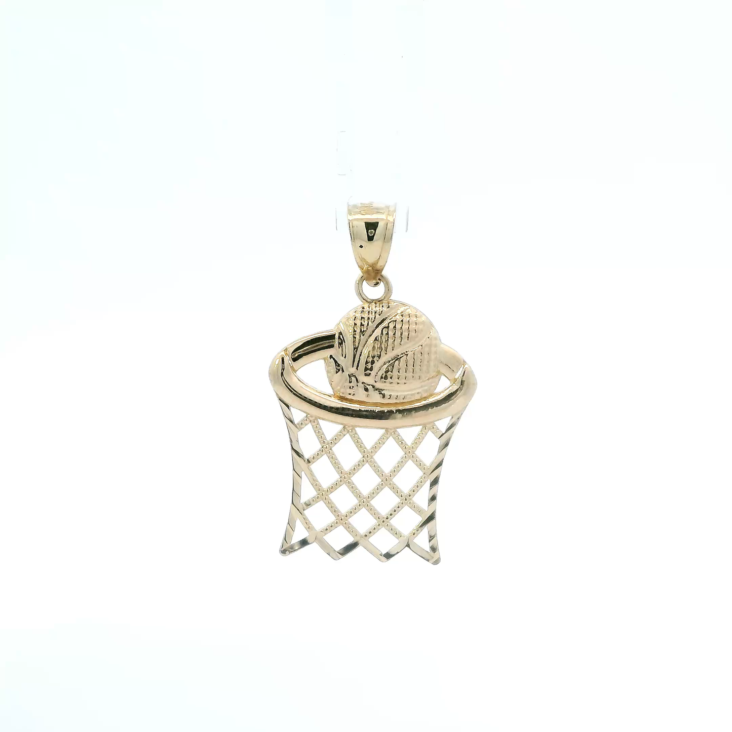 14K Yellow Basketball Hoop Pendant