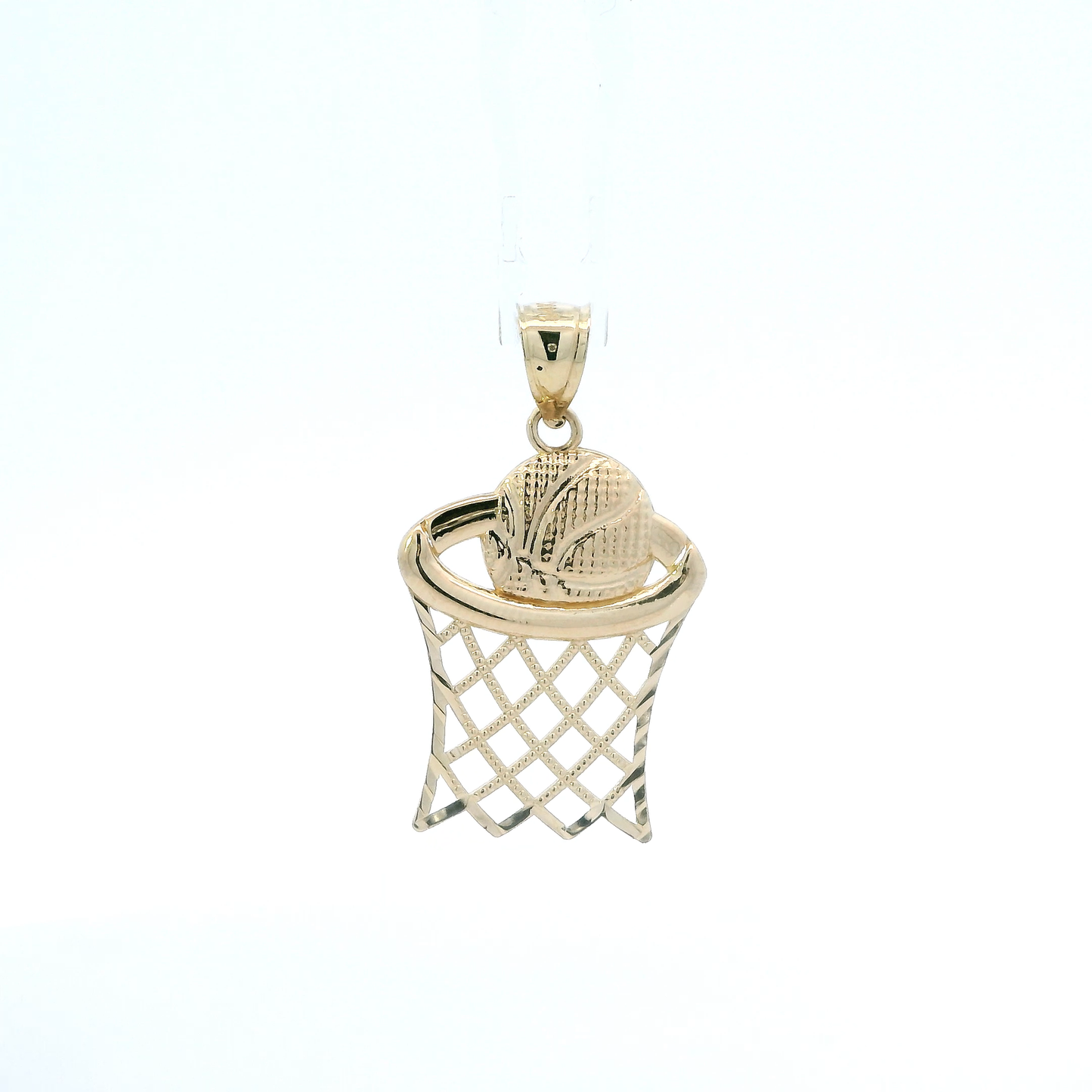14K Yellow Basketball Hoop Pendant
