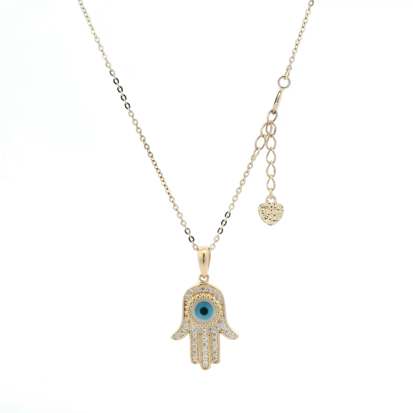 14K Yellow Gold Hamsa Pendant & 17" Box Chain