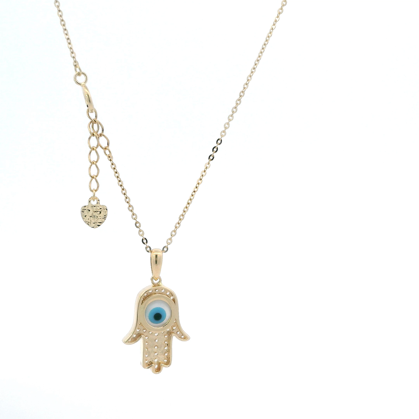 14K Yellow Gold Hamsa Pendant & 17" Box Chain