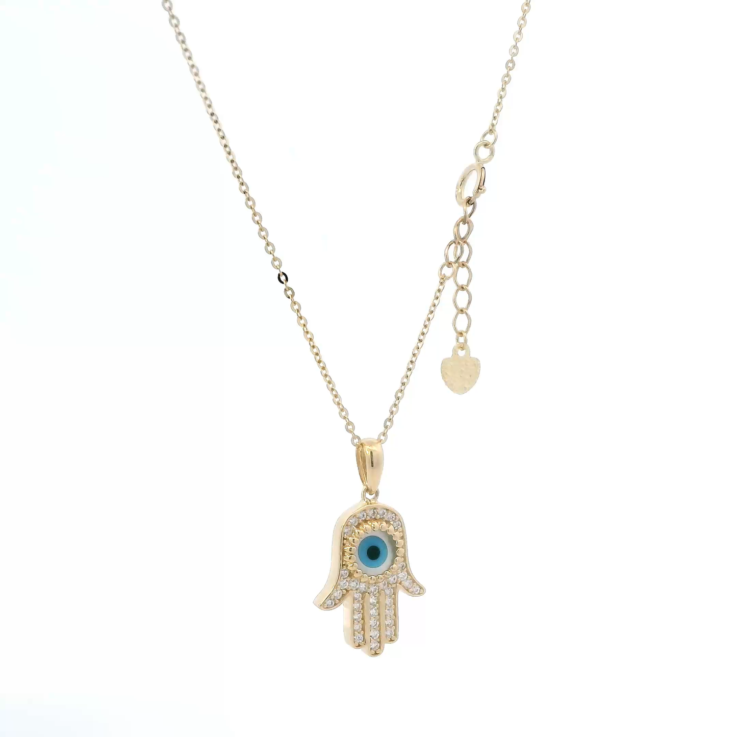 14K Yellow Gold Hamsa Pendant & 17" Box Chain