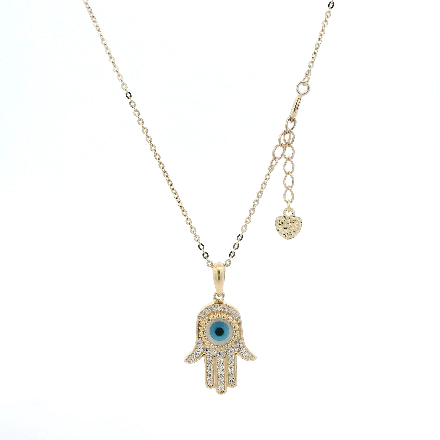 14K Yellow Gold Hamsa Pendant & 17" Box Chain