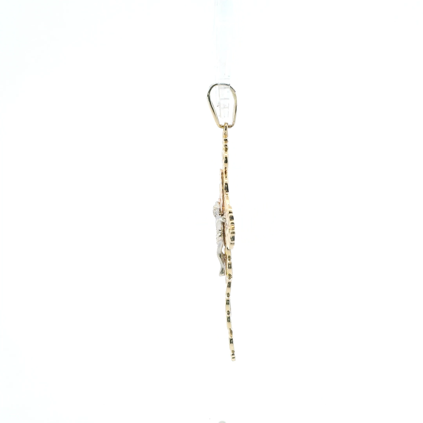 14K Tri Color Gold Filigree Crucifix Pendant