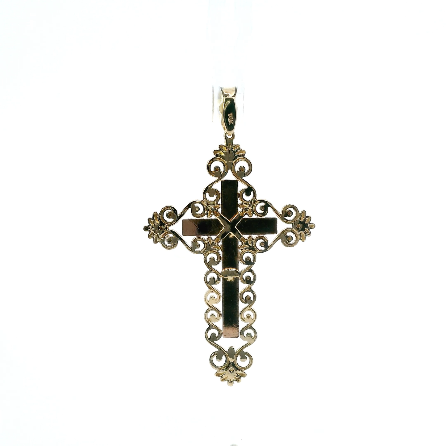 14K Tri Color Gold Filigree Crucifix Pendant