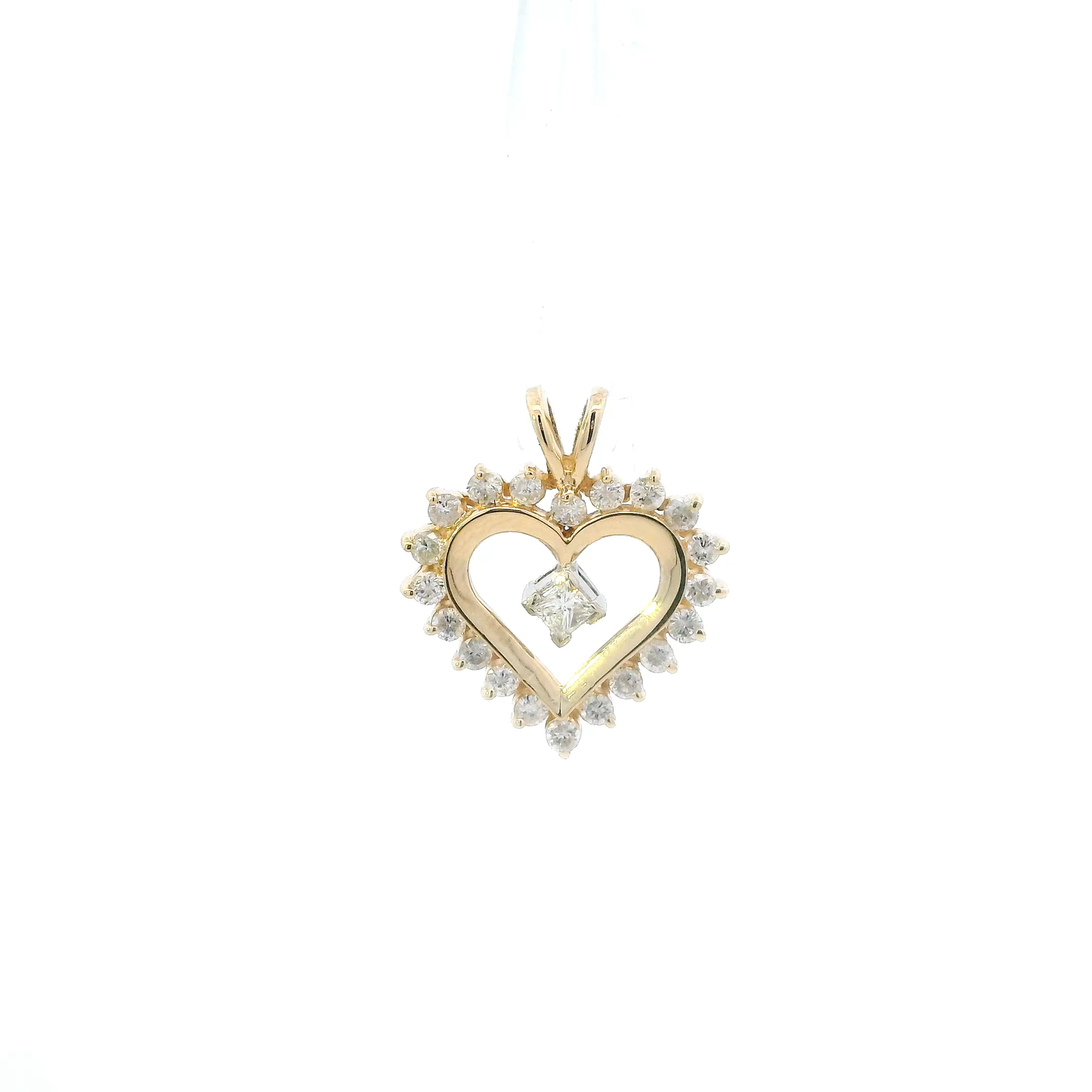 14K Yellow Gold Diamond Heart Pendant -1.23ct