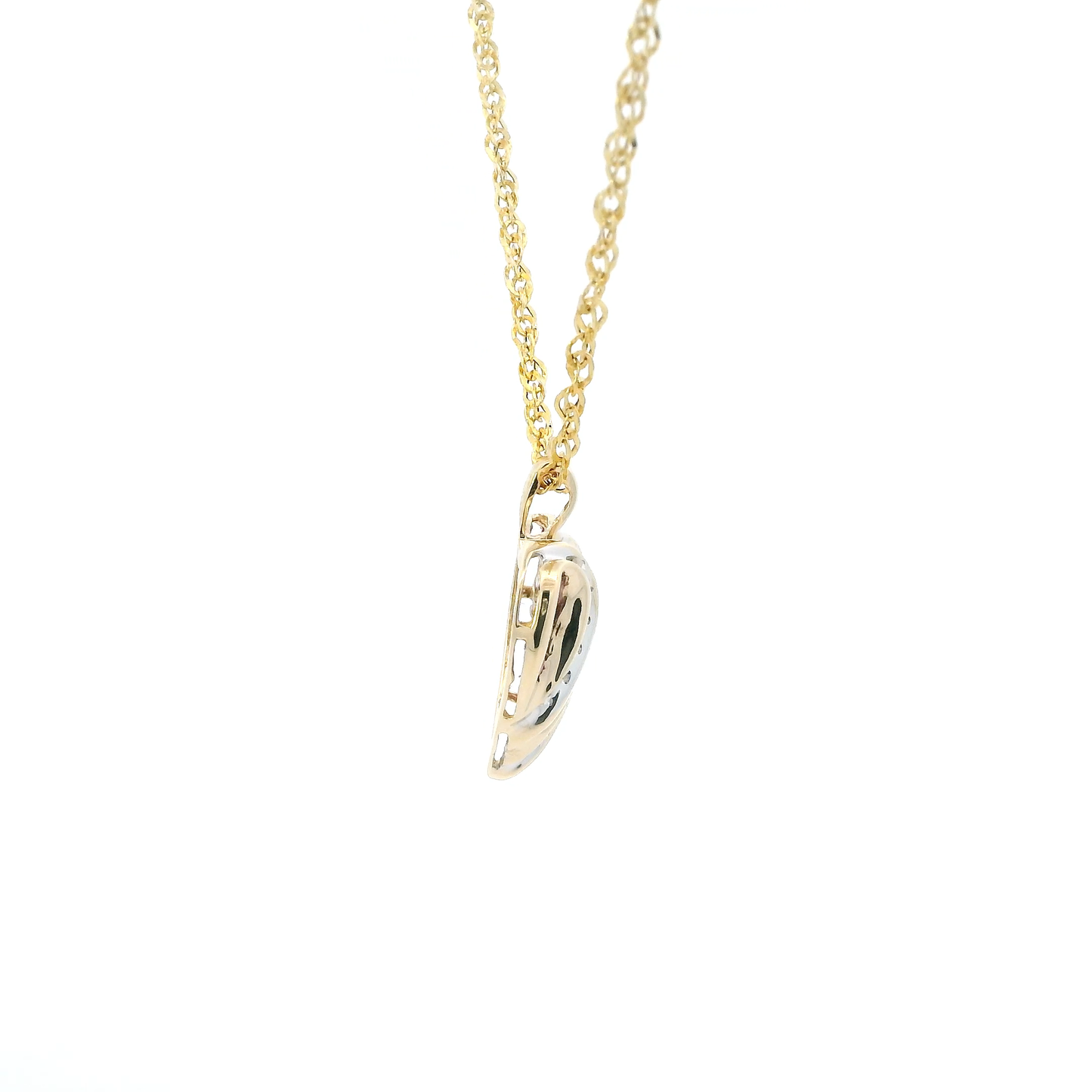 10K Yellow Gold Ruby Heart Pendant & 18" Rope Chain