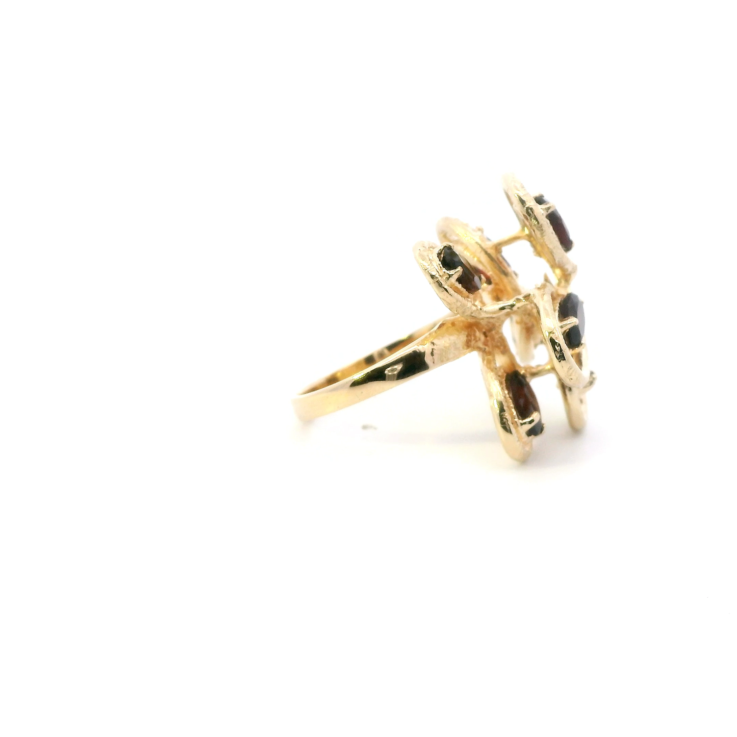 14K Yellow Gold Garnet Abstract Ring