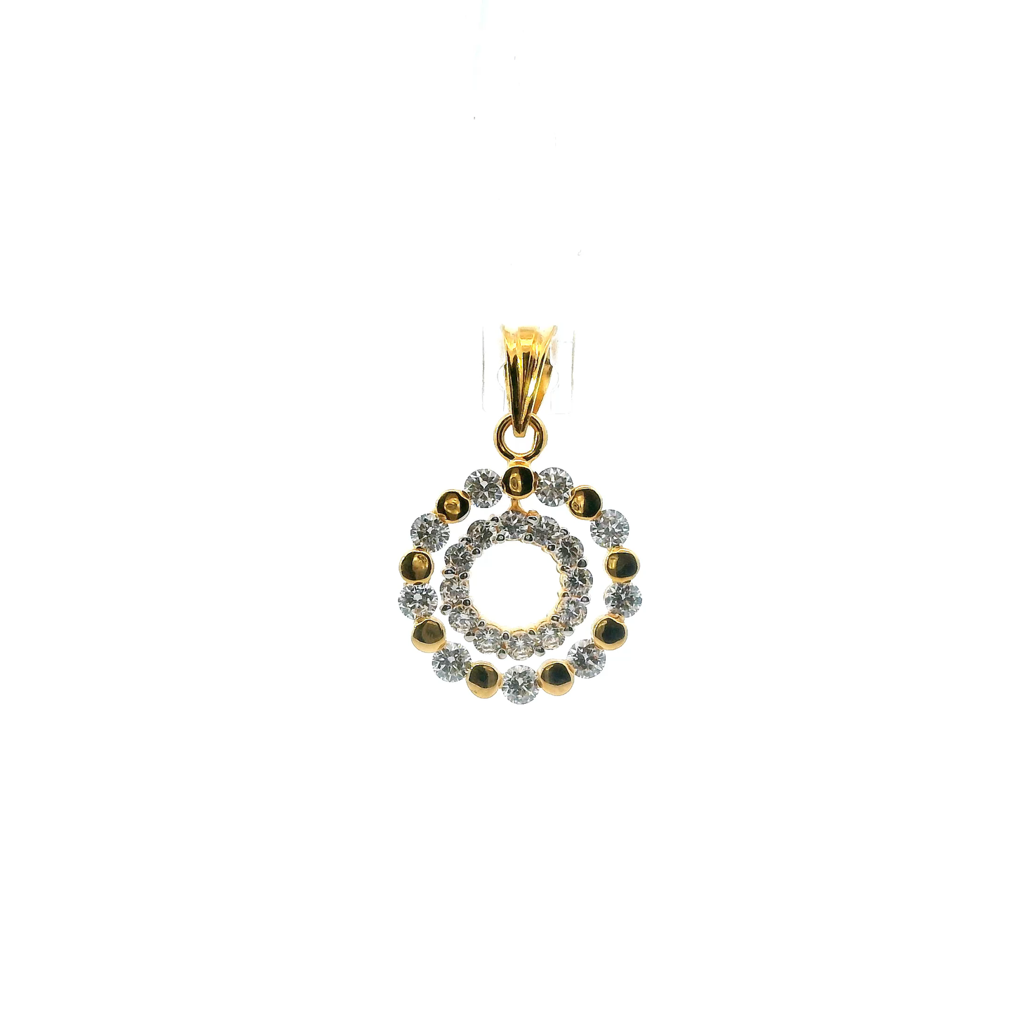 18K Yellow Gold Double Circle Pendant