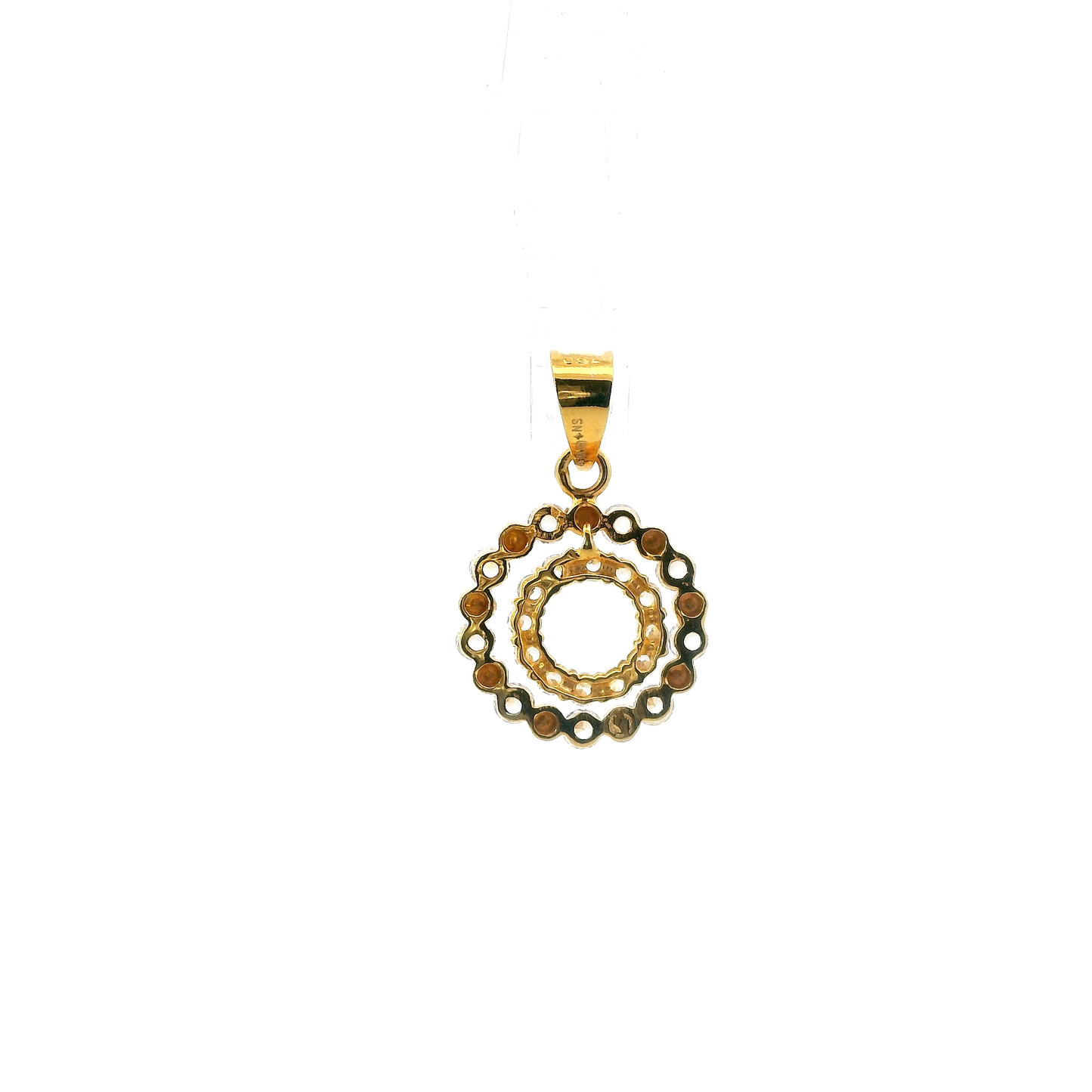 18K Yellow Gold Double Circle Pendant