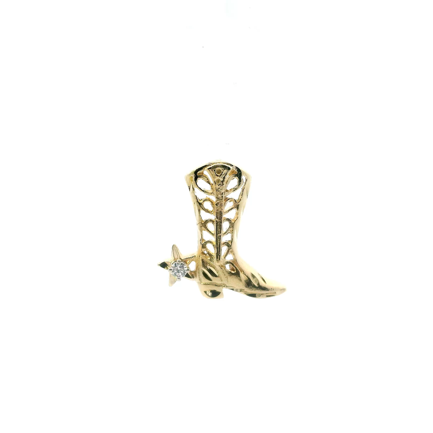 14K Yellow Gold Cowboy Boot Pendant