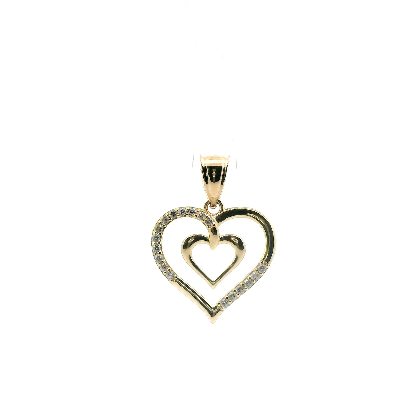 14K Yellow Gold Double Heart Pendant