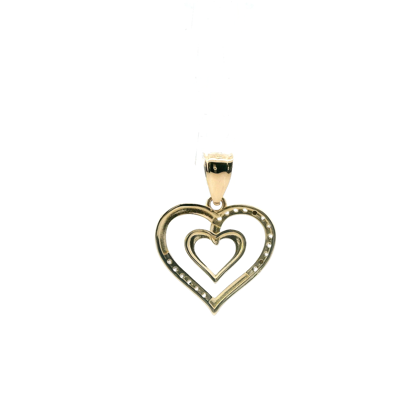 14K Yellow Gold Double Heart Pendant