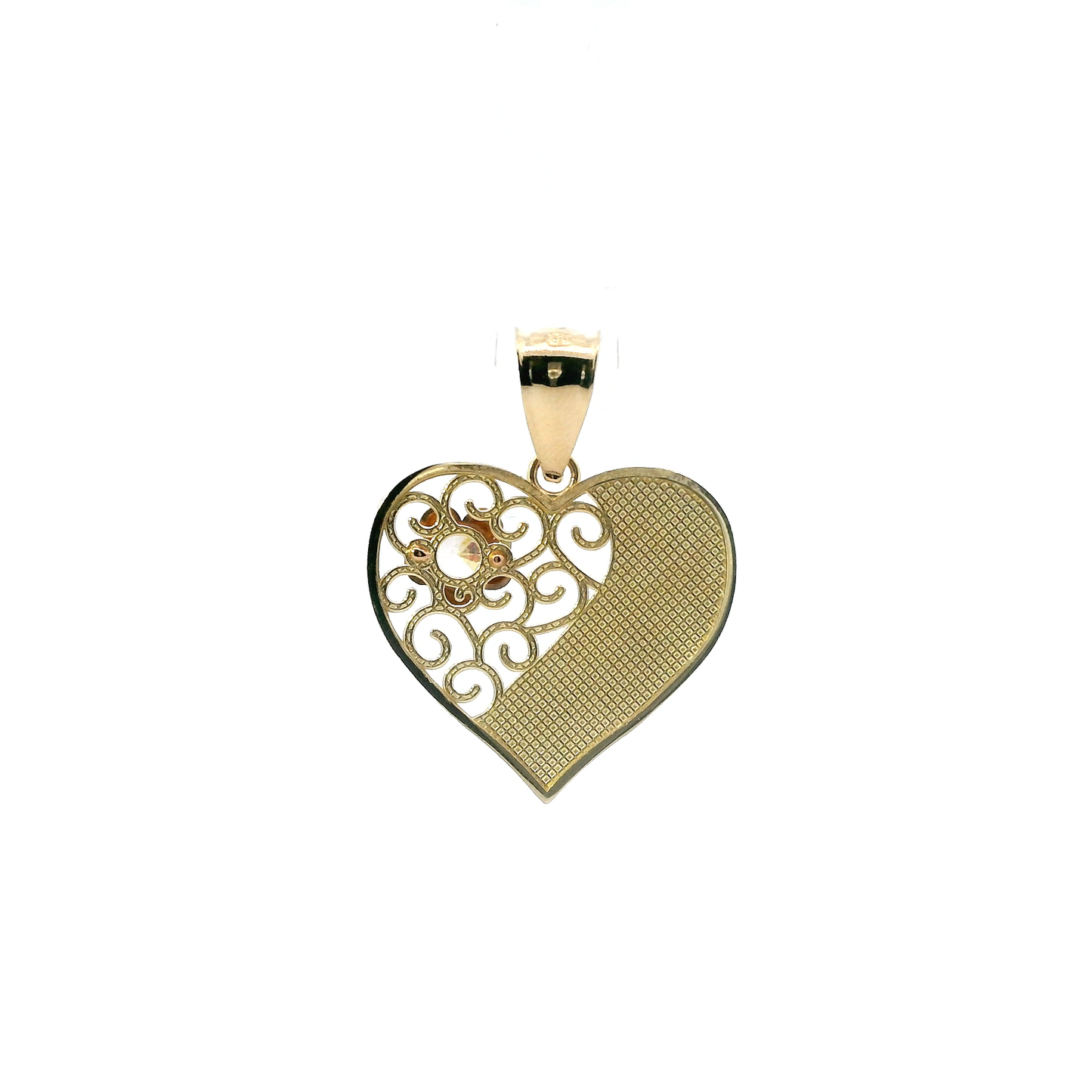 14K Yellow & Rose Gold " Te Amo" Filigree Heart Pendant