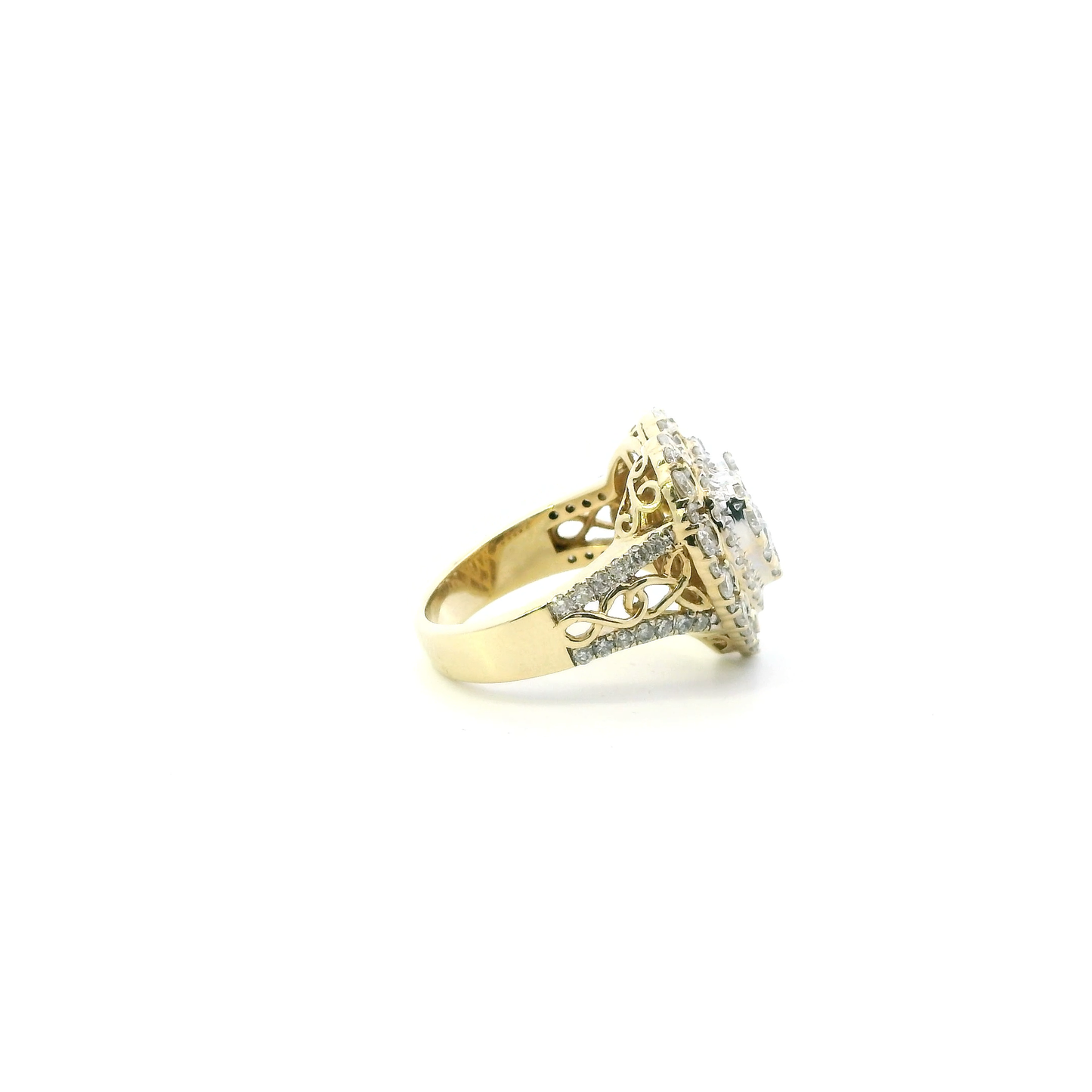 10K Yellow Gold Diamond Heart Womens Ring - 1.73ct