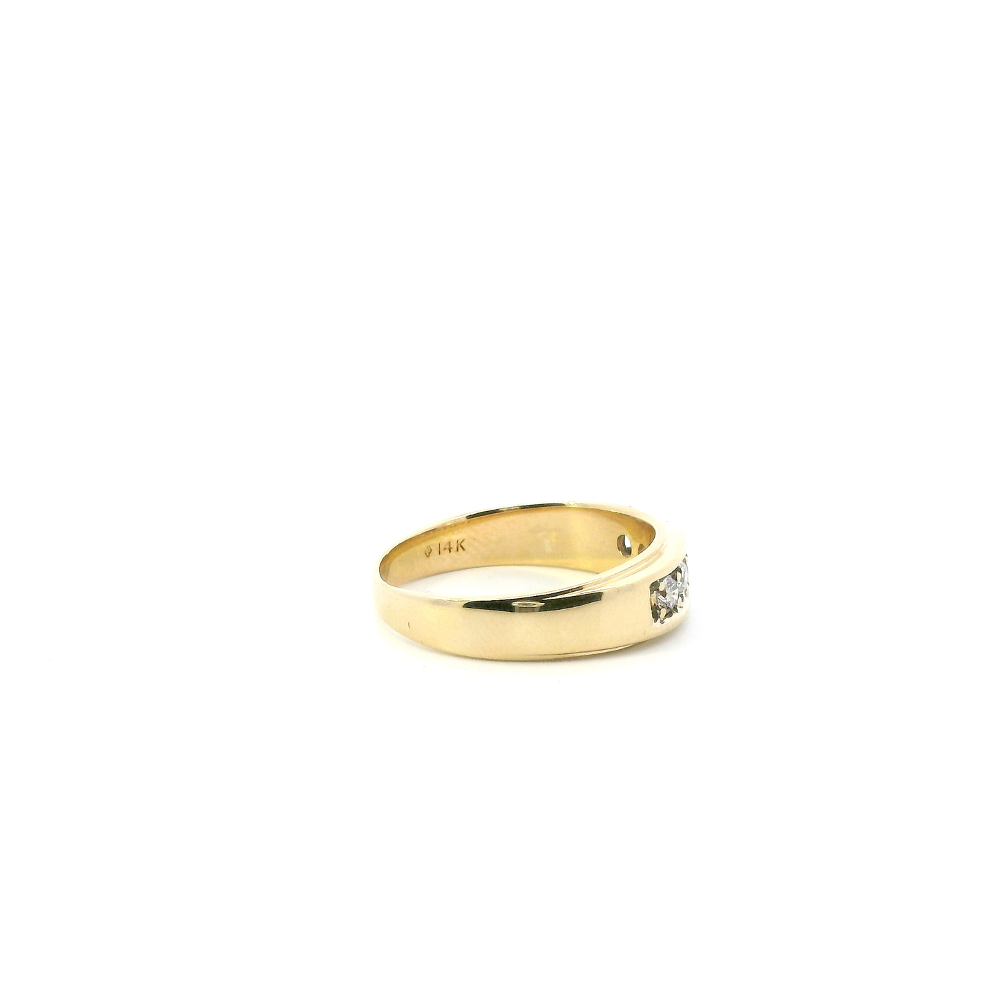 14K Yellow Gold Diamond Mens Ring - 0.45ct