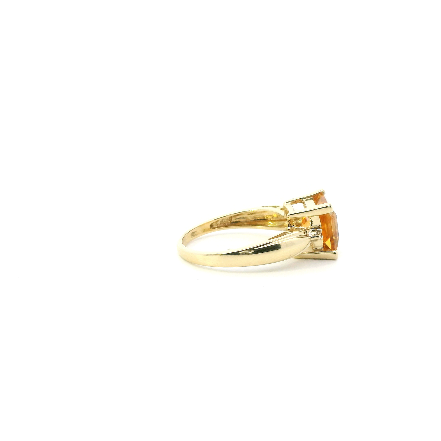 10K Yellow Gold Citrine & Diamond Womens Ring