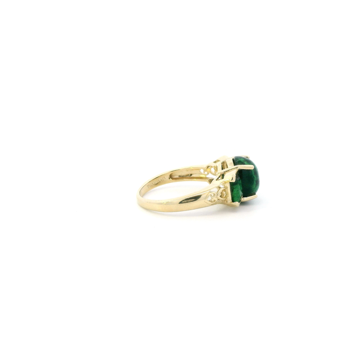14K Yellow Gold Jadeite Albite Womens Ring