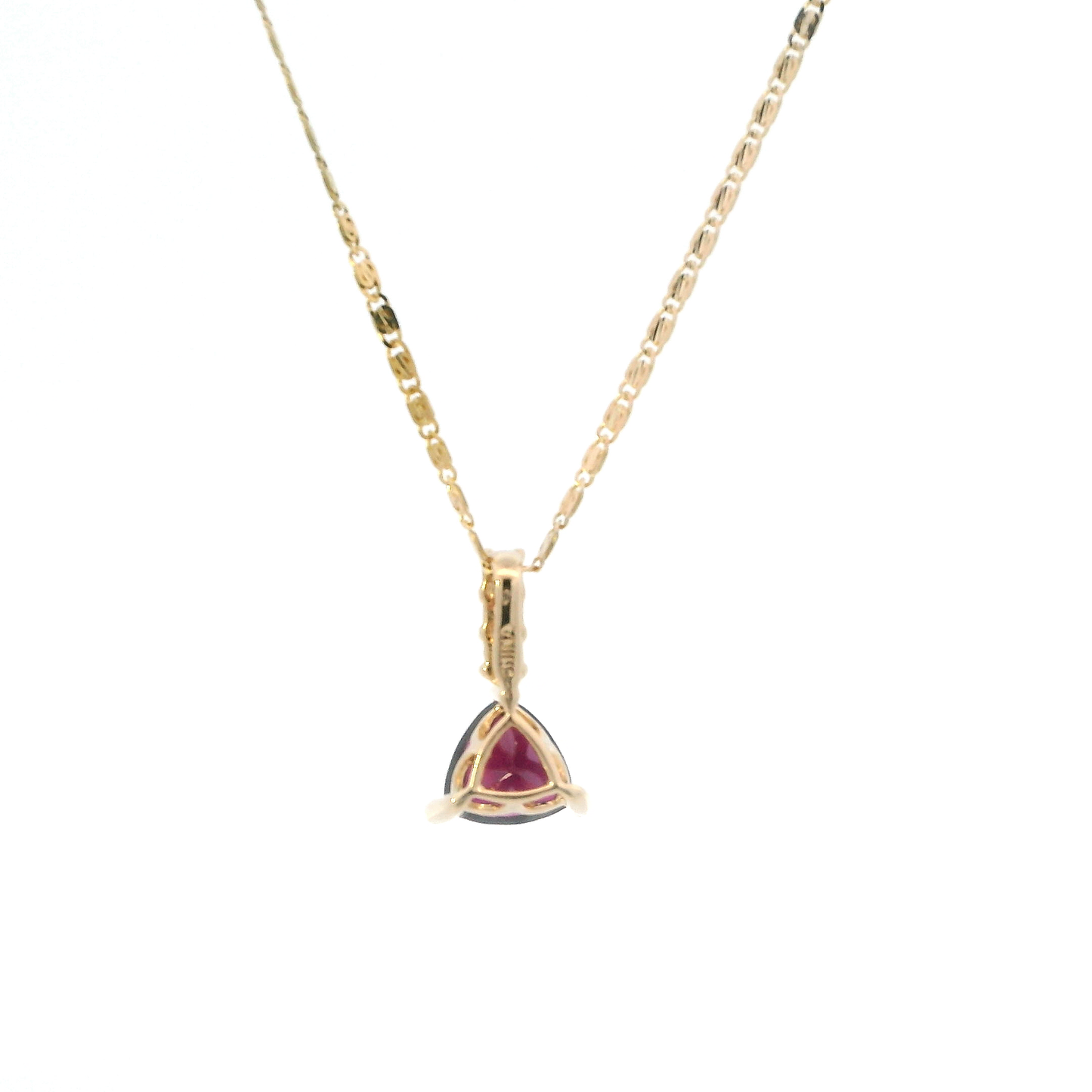 14K Yellow Gold Garnet & Tourmaline Pendant & 20" Snail Chain