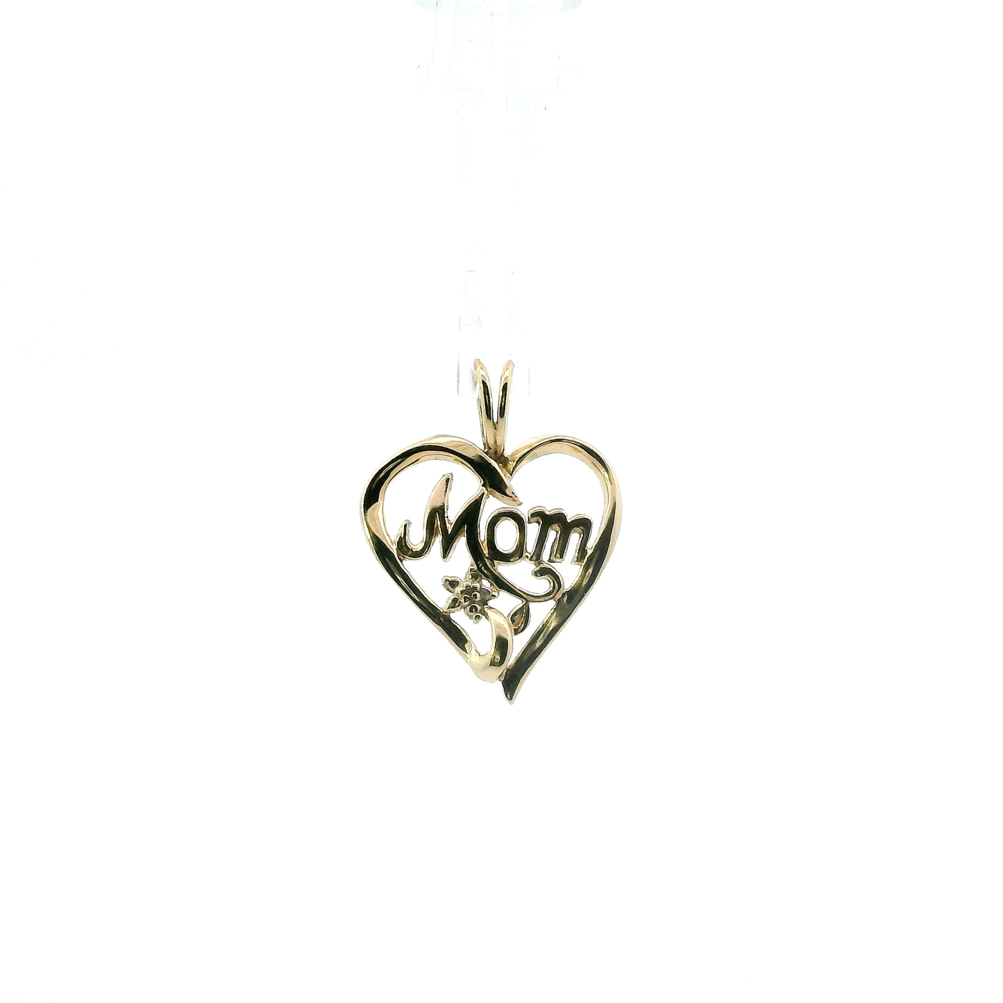10K Yellow Gold "Mom" Heart Pendant