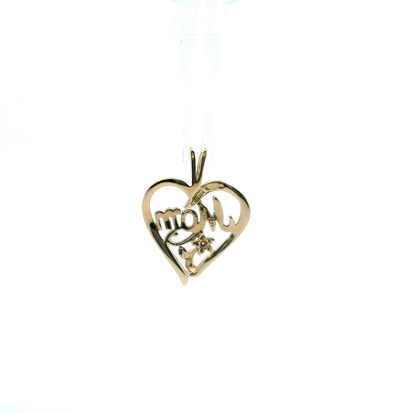 10K Yellow Gold "Mom" Heart Pendant