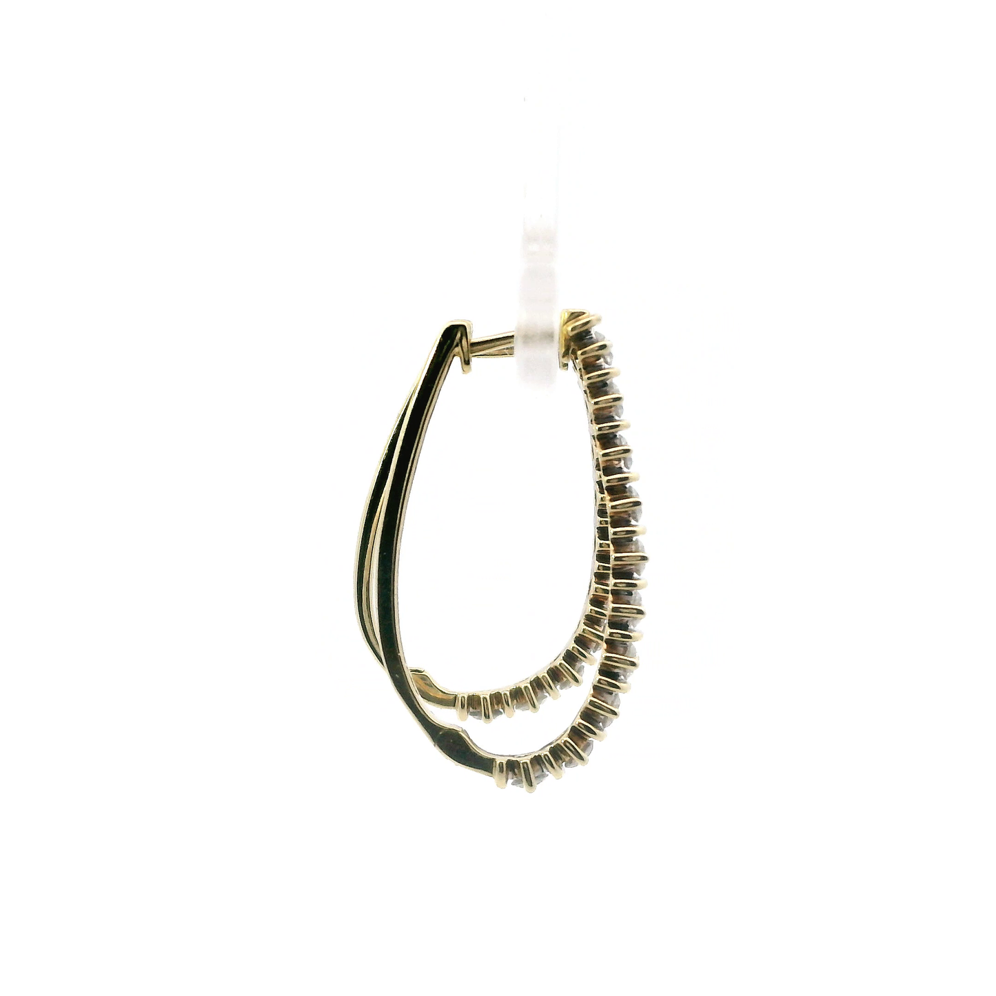 10K Yellow Gold Diamond Oval Hoop Earrings - 1.00ct