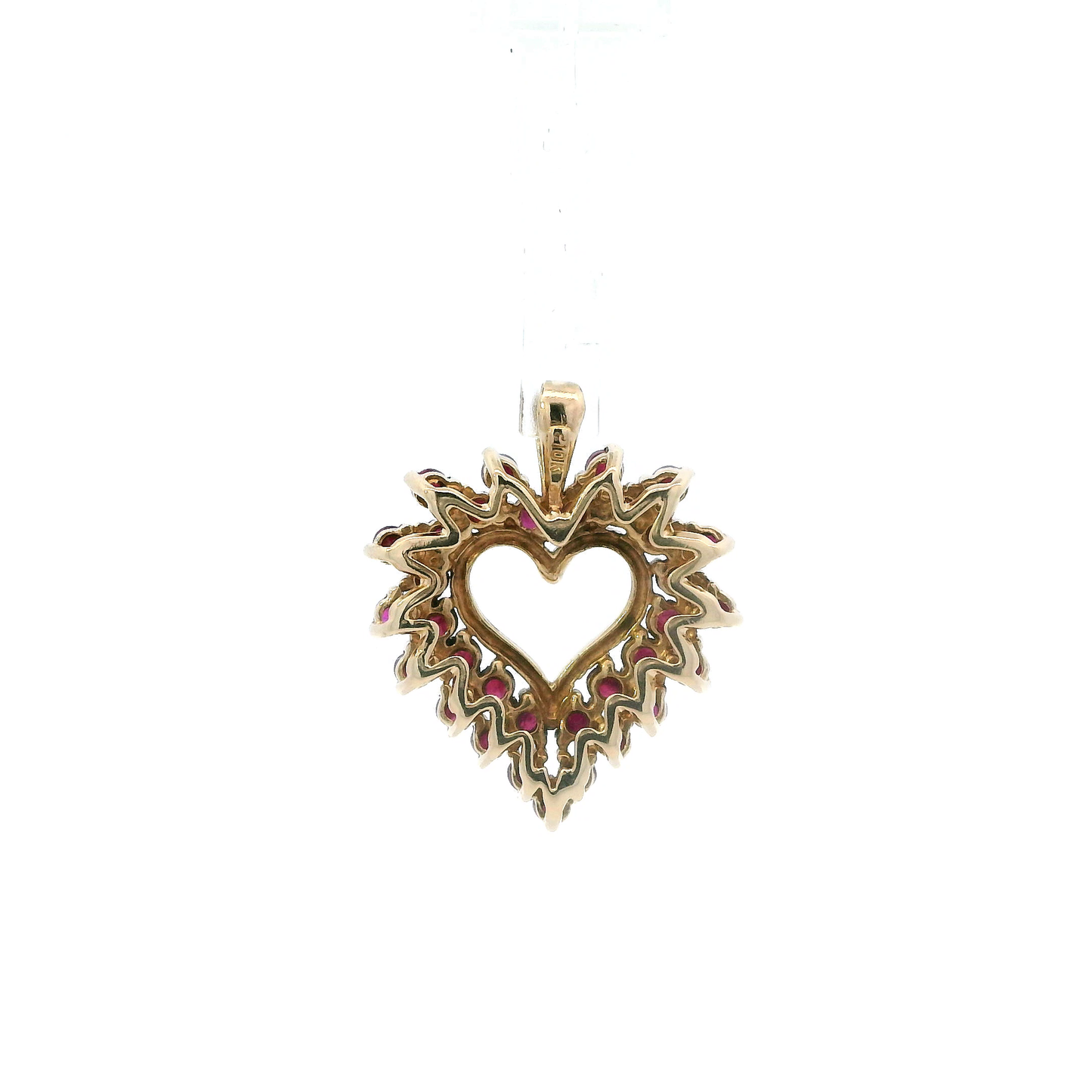 10K Yellow Gold Ruby Heart Pendant