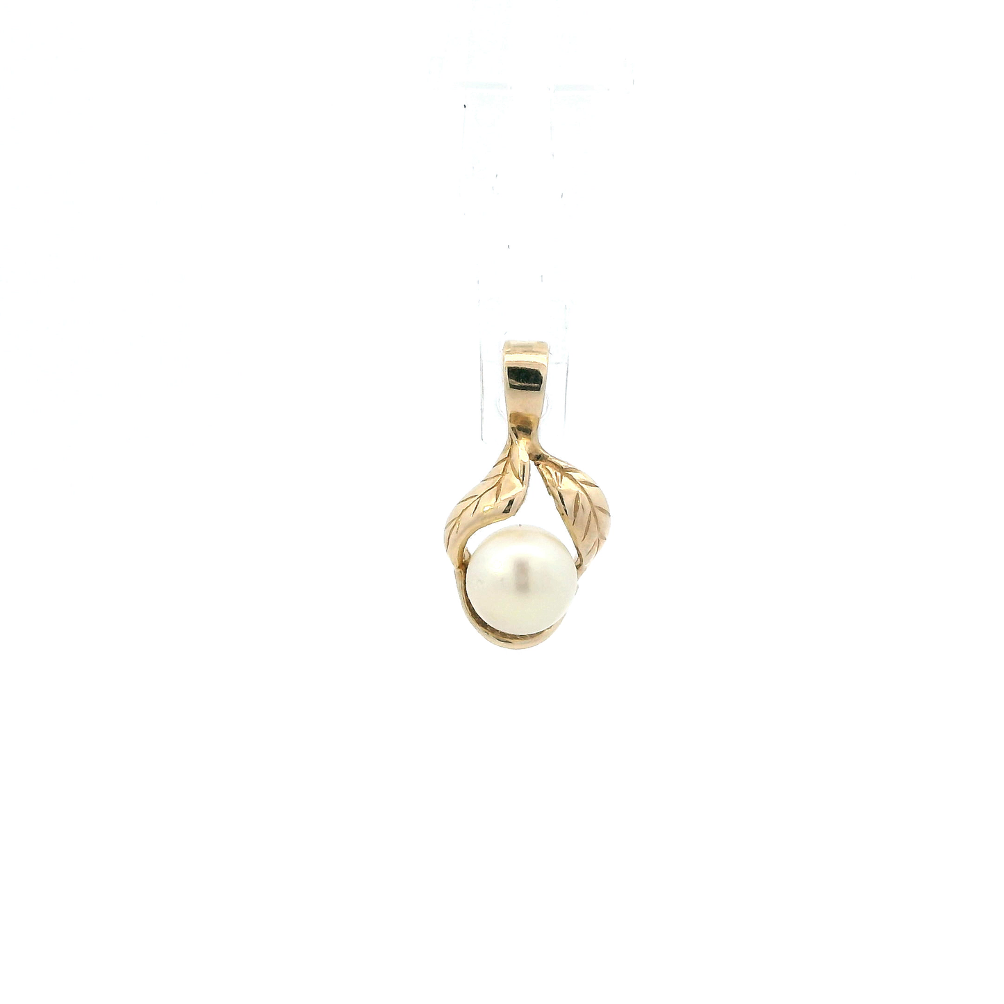 10K Yellow Gold Pearl & Leaves Pendant