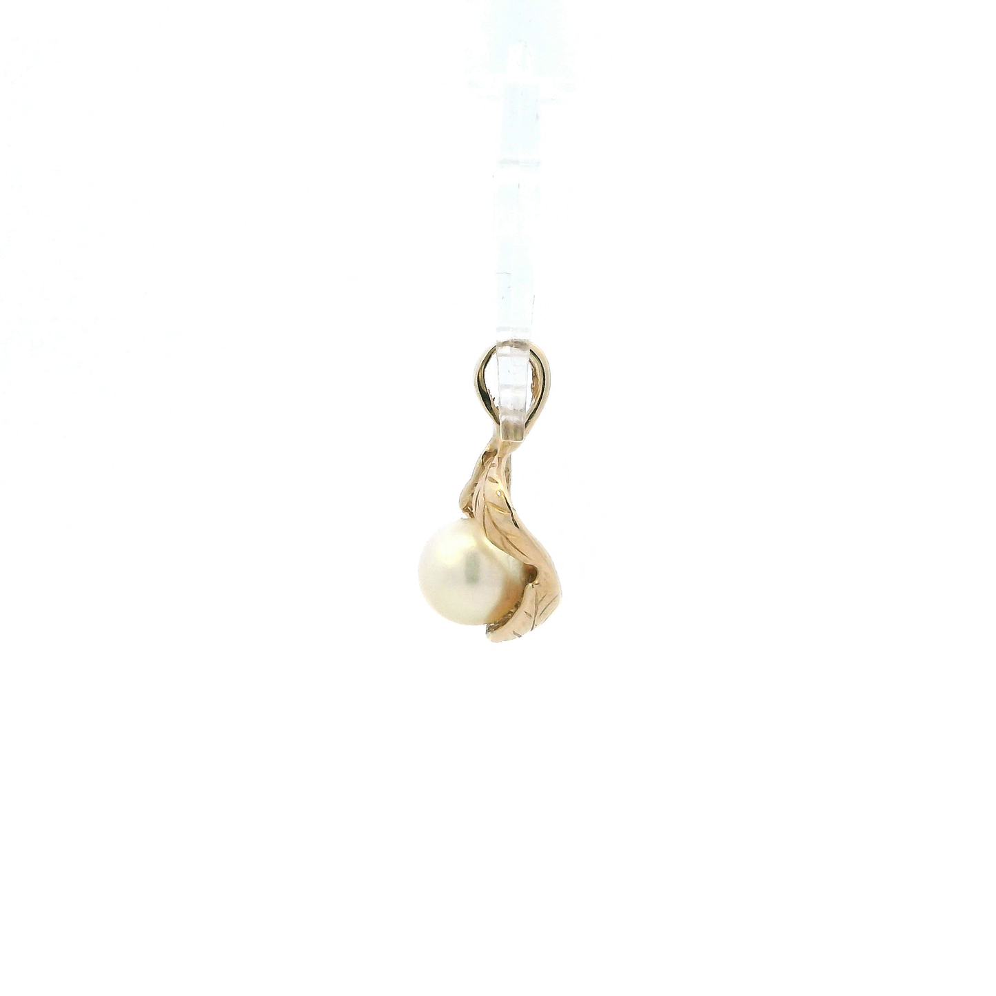 10K Yellow Gold Pearl & Leaves Pendant