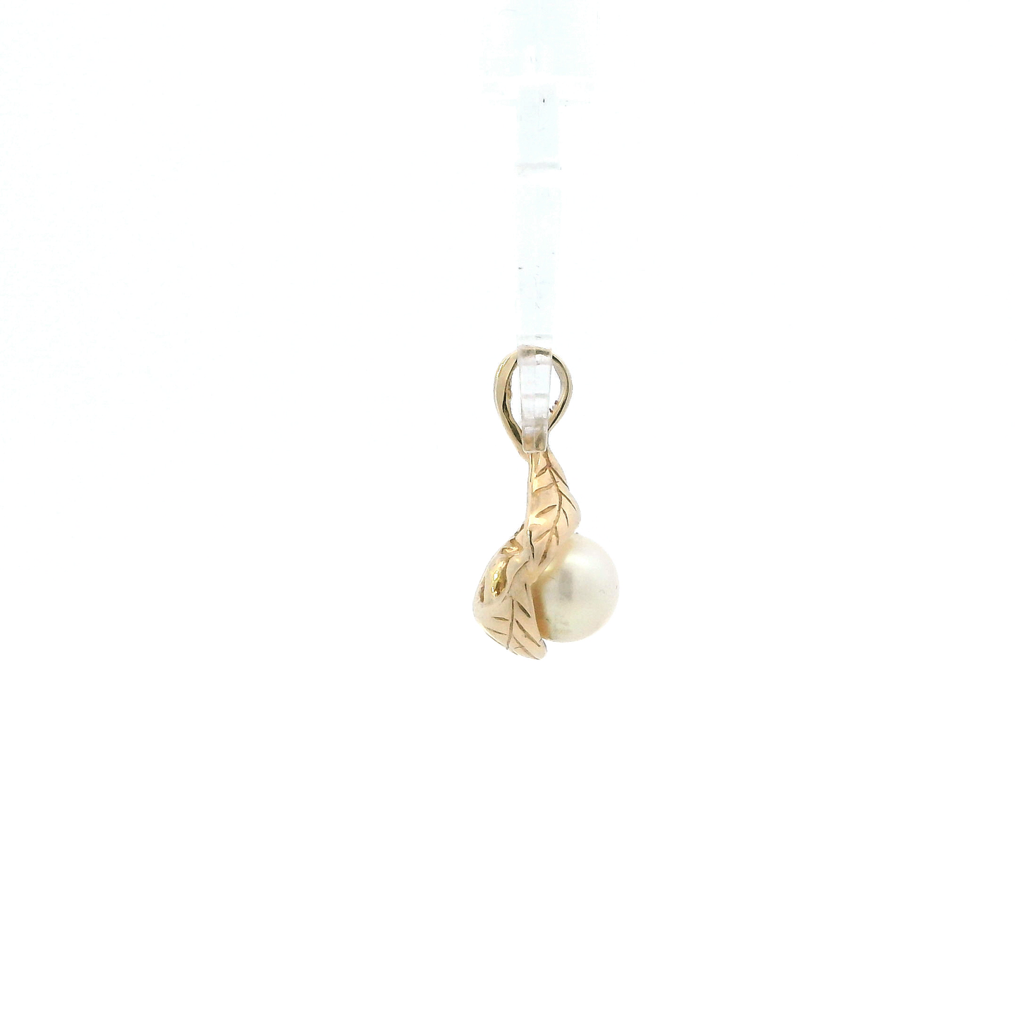 10K Yellow Gold Pearl & Leaves Pendant