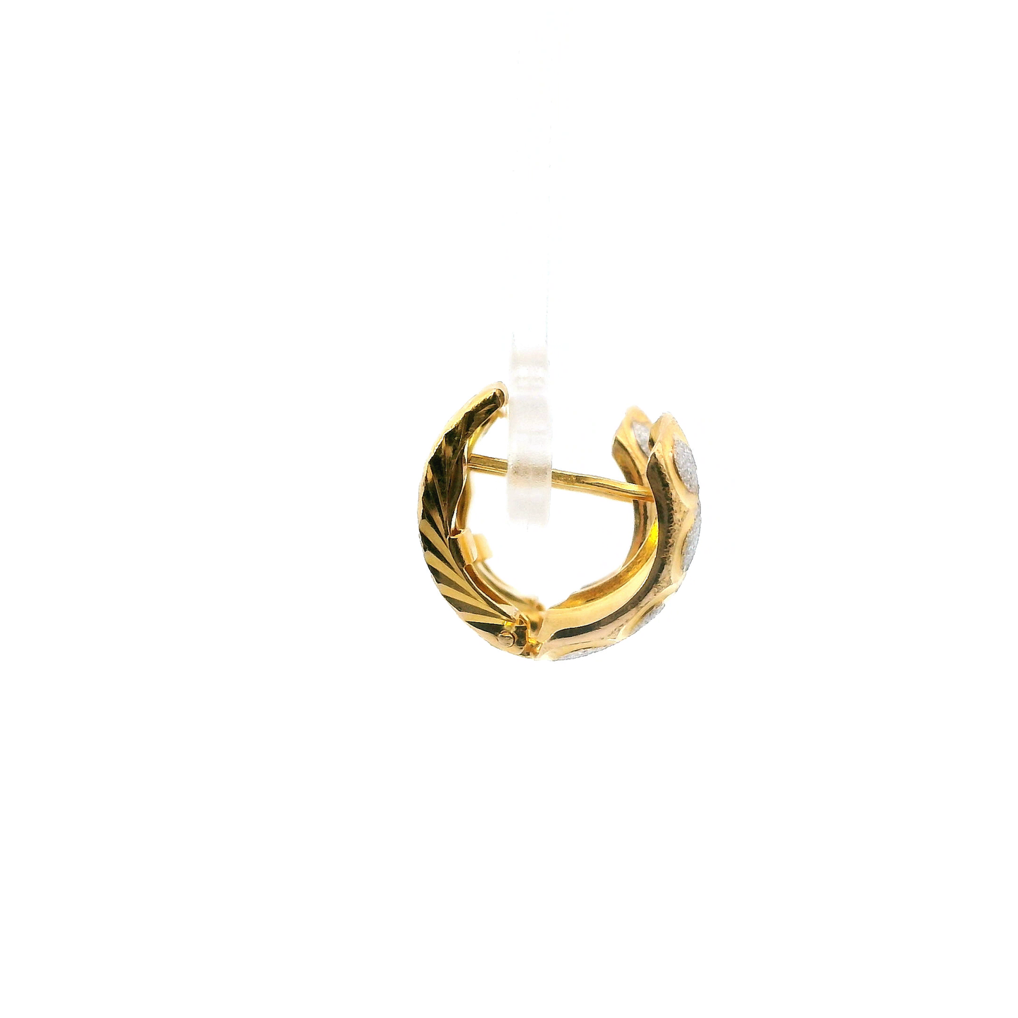 18K Yellow Gold Floral Huggie Hoop Earrings