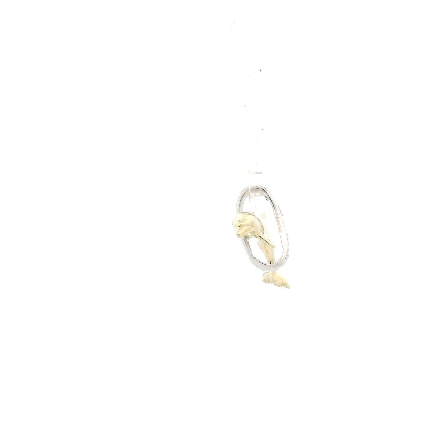 14K Yellow Gold Diamond Dolphin Pendant - 0.05ct