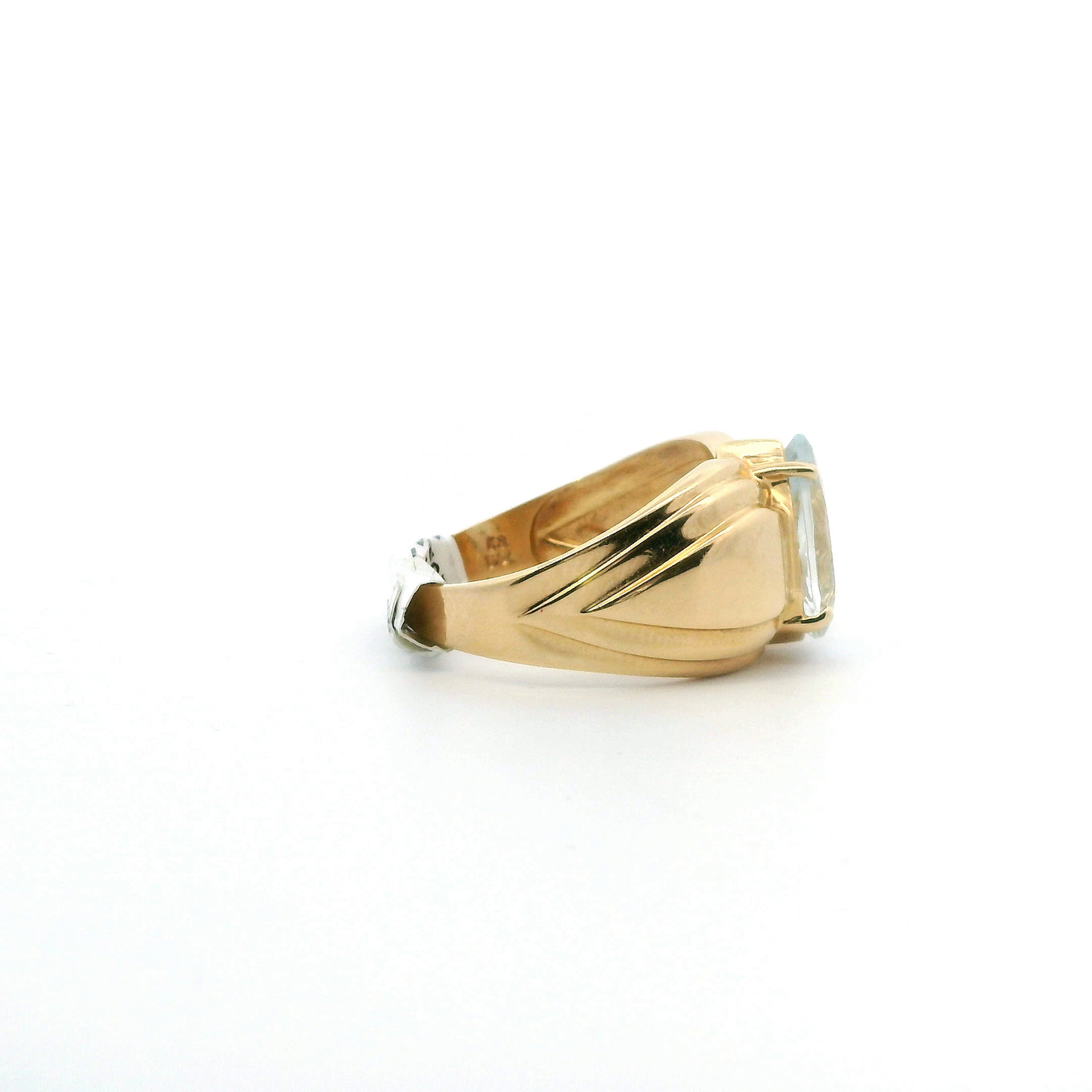 14K Yellow Gold Pear Aquamarine Womens's Ring