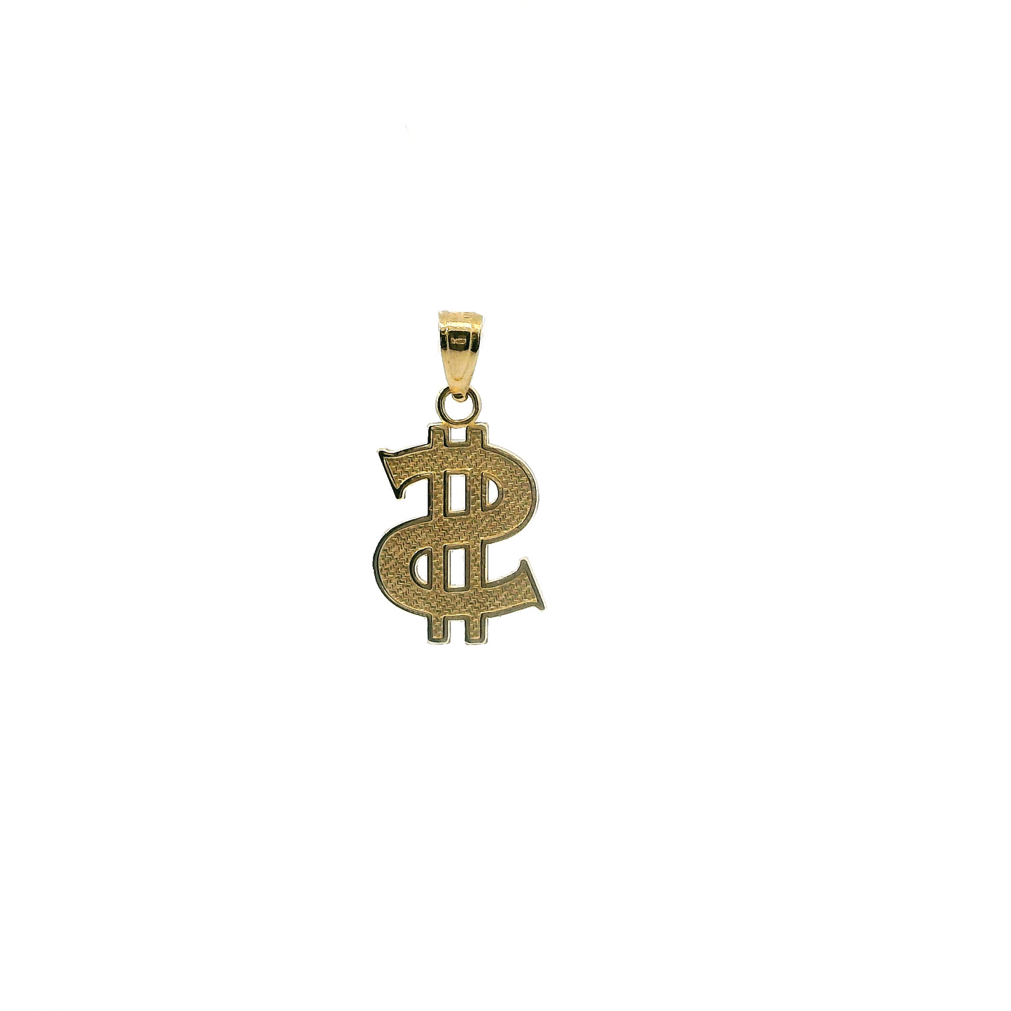 14K Yellow Gold Dollar Sign Pendant