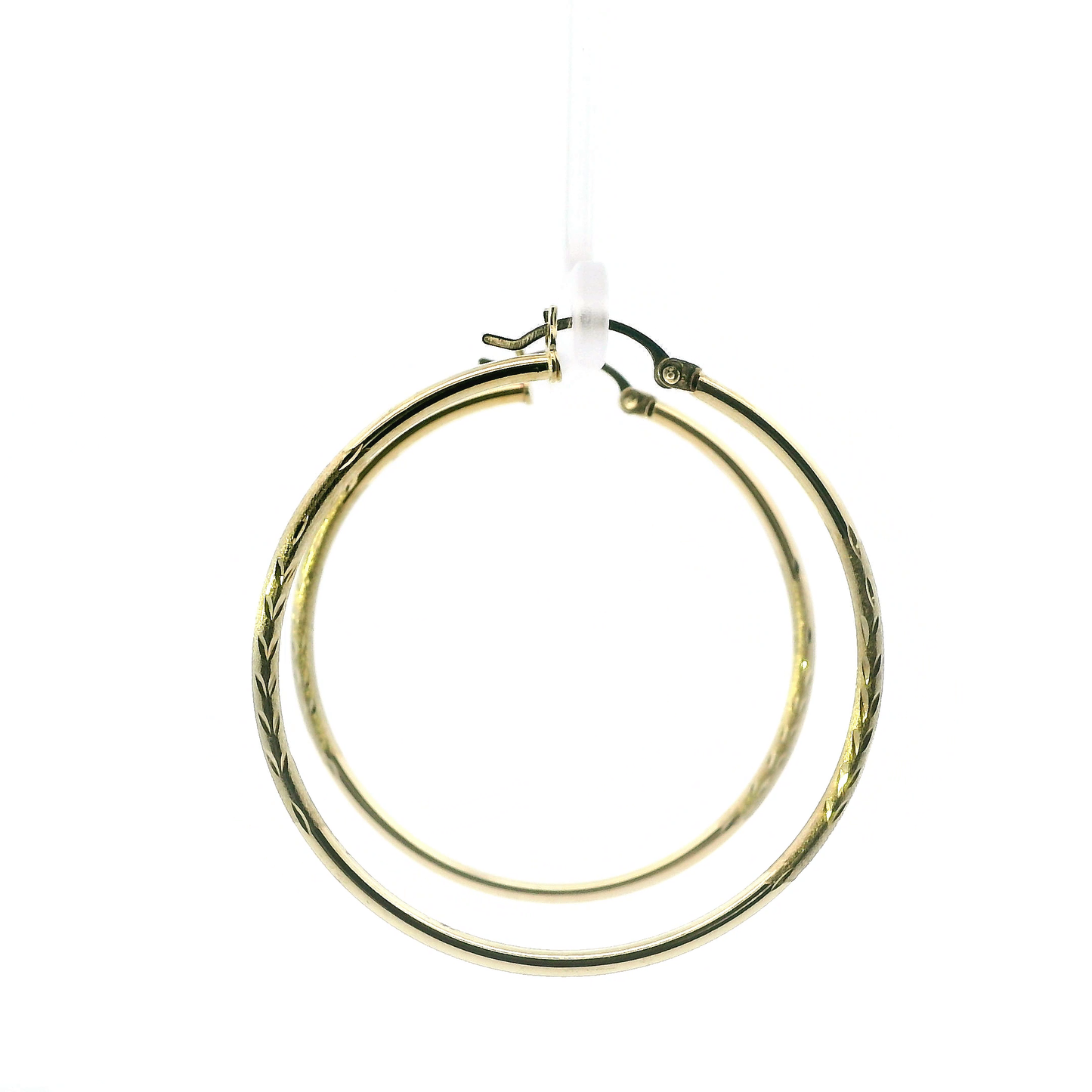 14K Yellow Gold Tube Hoop Earrings