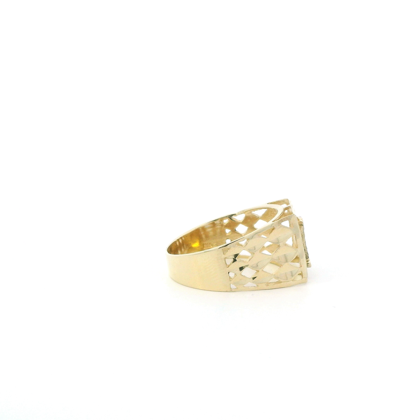 10K Yellow & White Gold Letter "D" Signet Ring