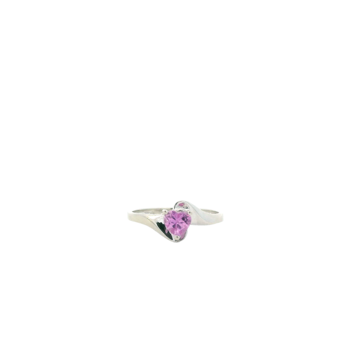 10K White Gold Heart Pink Sapphire Women's Ring