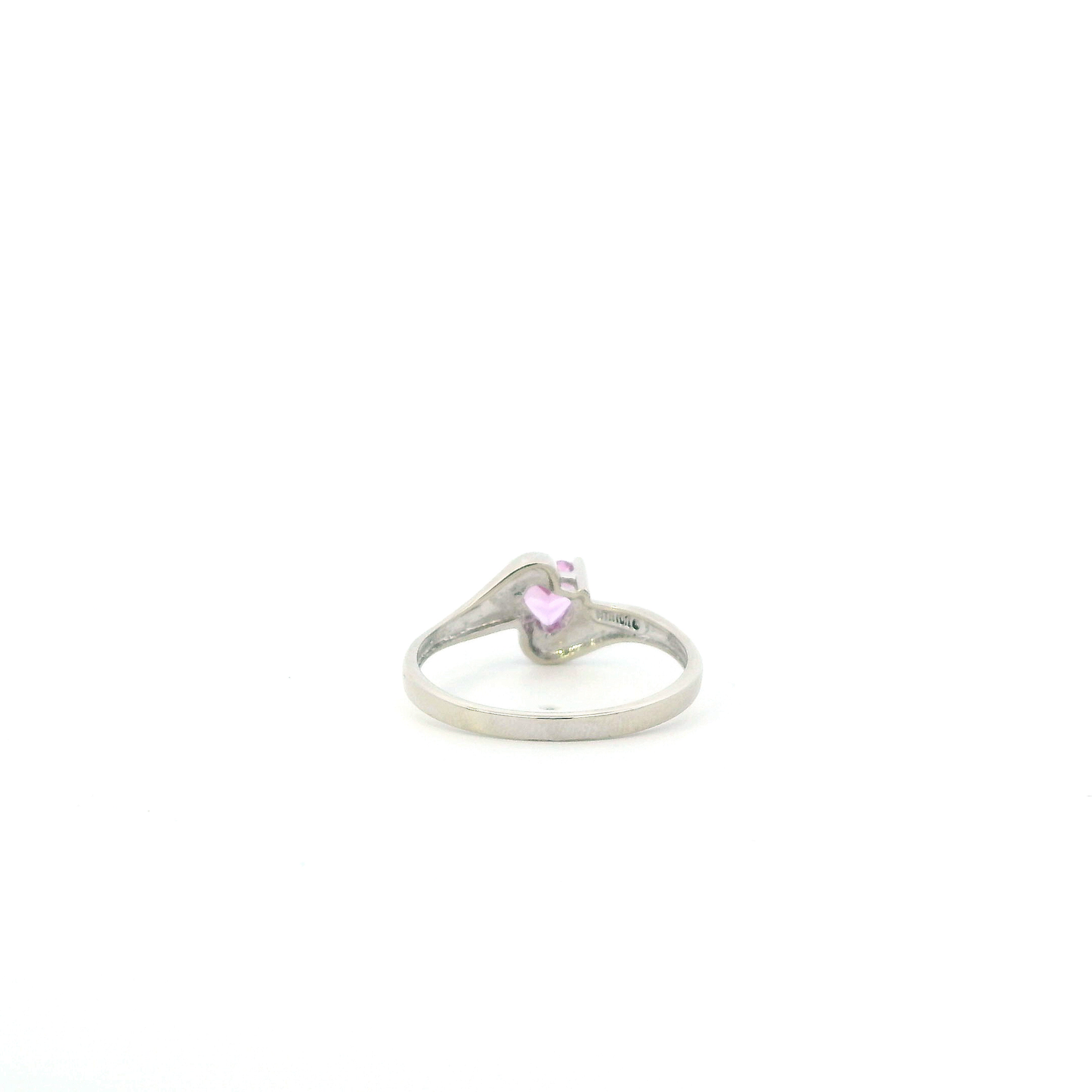 10K White Gold Heart Pink Sapphire Women's Ring