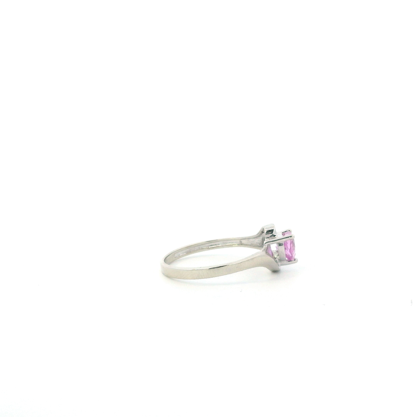 10K White Gold Heart Pink Sapphire Women's Ring