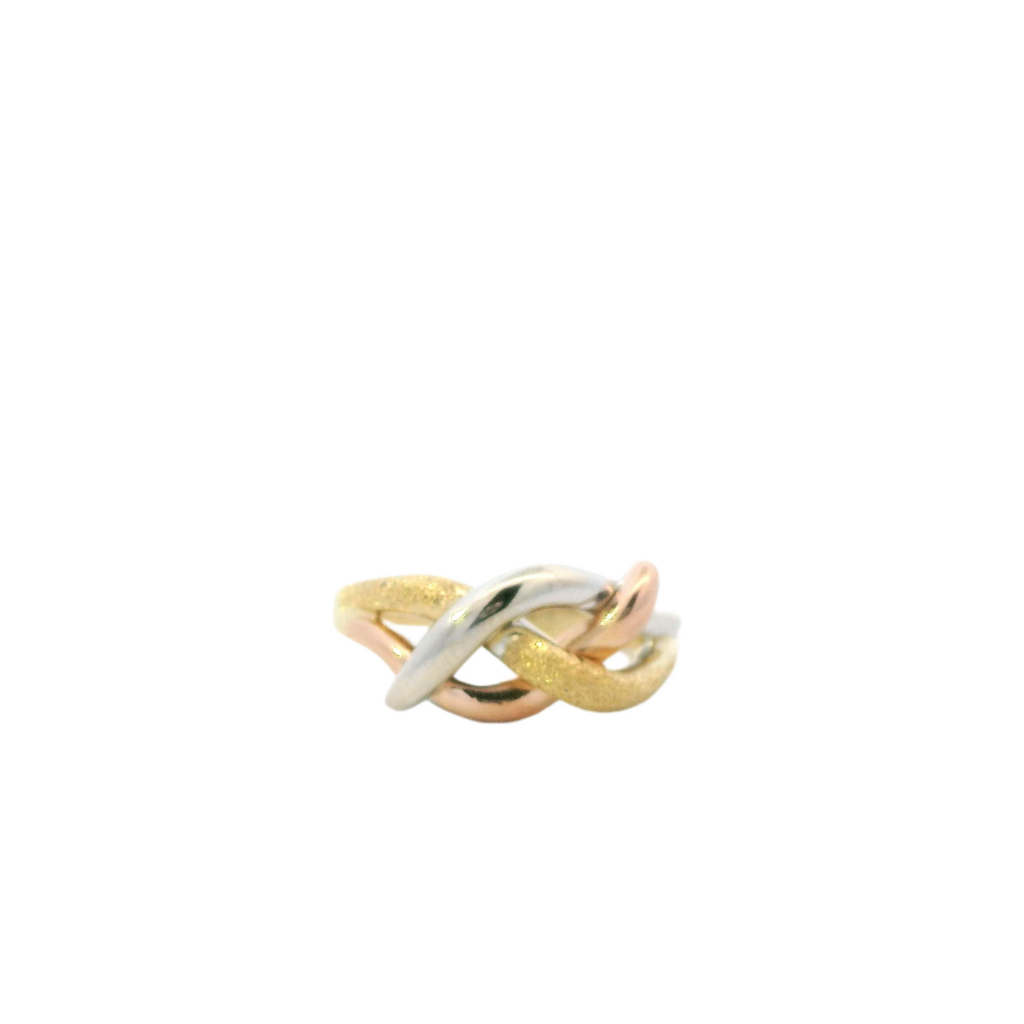 18K Tri Color Gold Open Twisted Knot Ring
