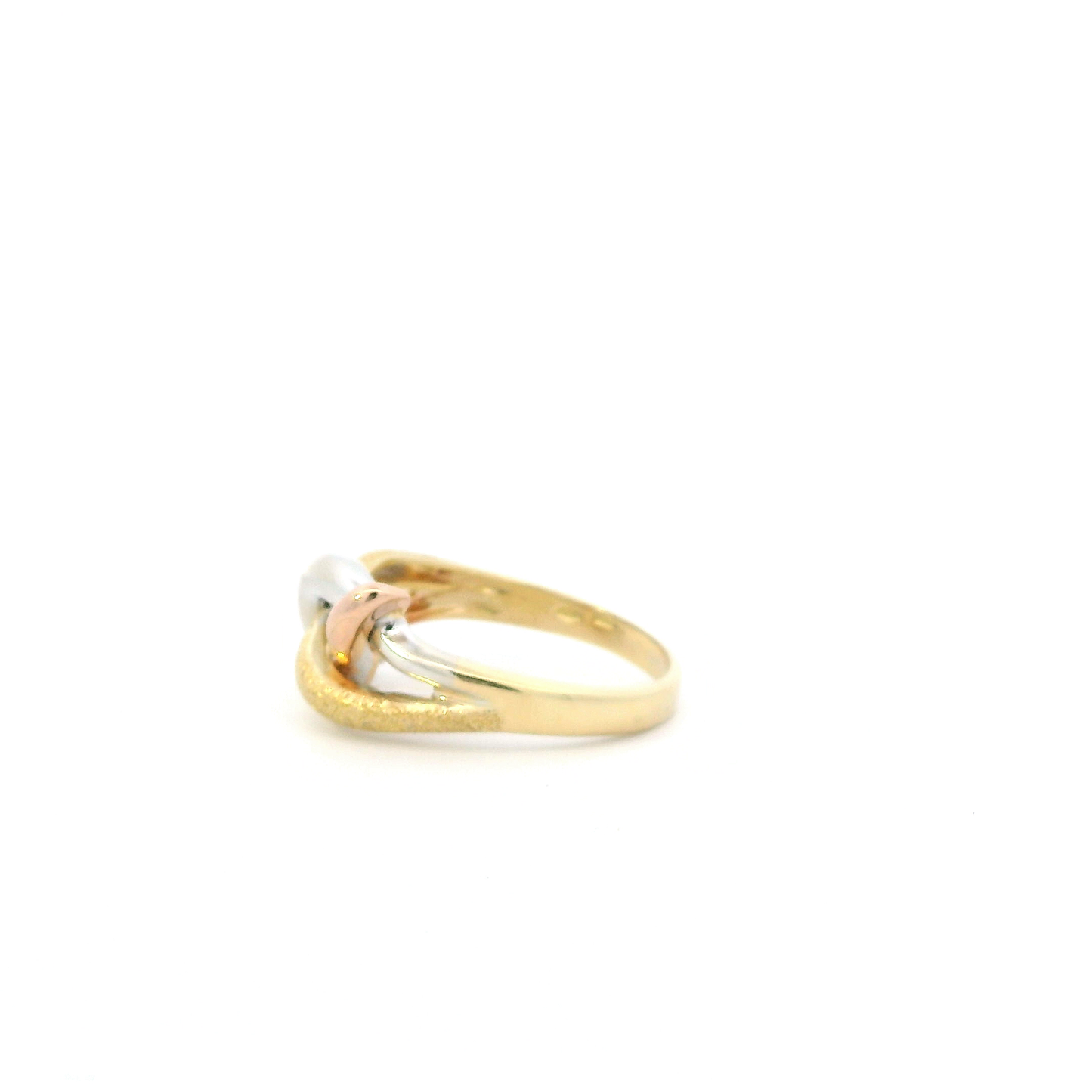 18K Tri Color Gold Open Twisted Knot Ring