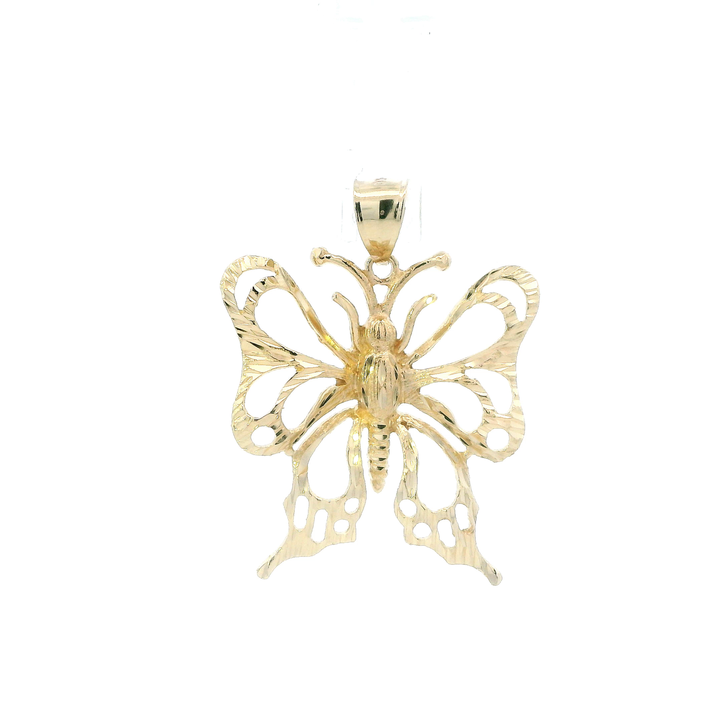 10K Yellow Gold Diamond Cut Butterfly Pendant