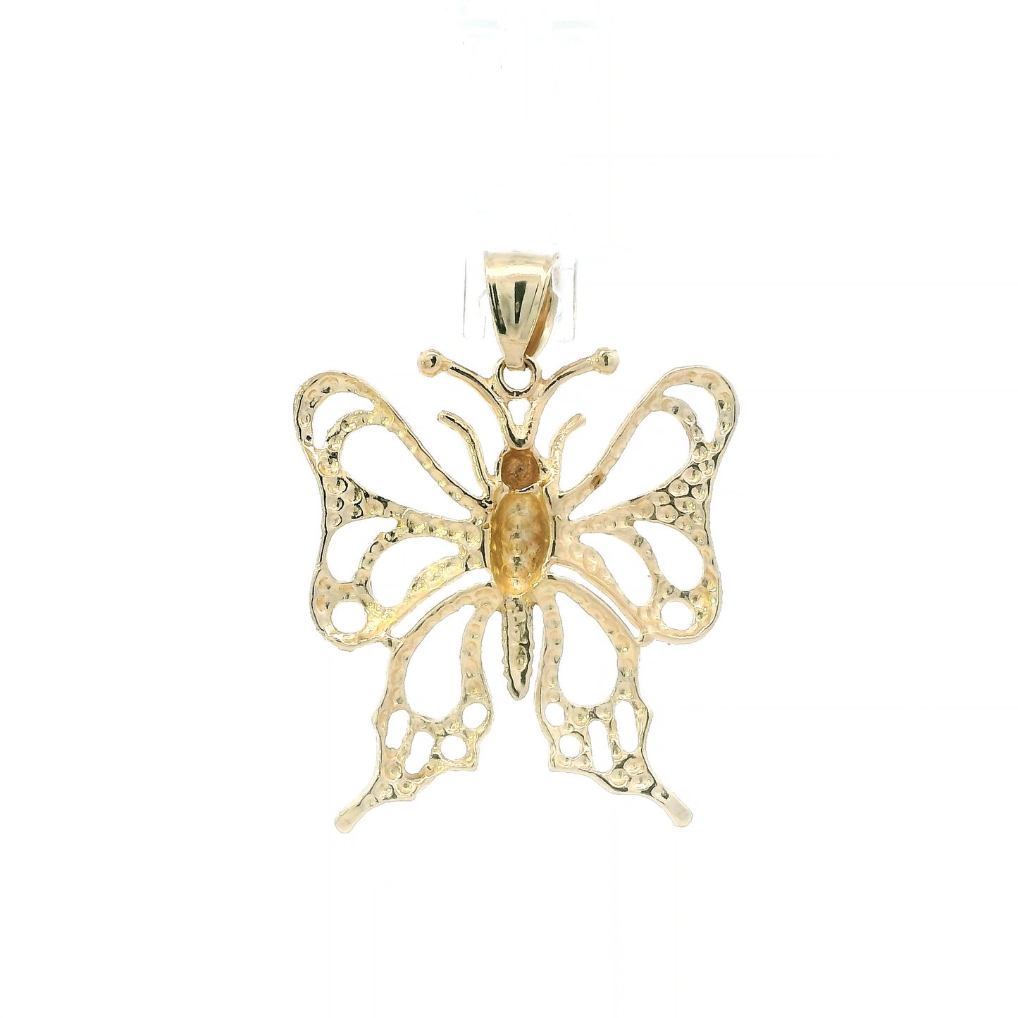10K Yellow Gold Diamond Cut Butterfly Pendant