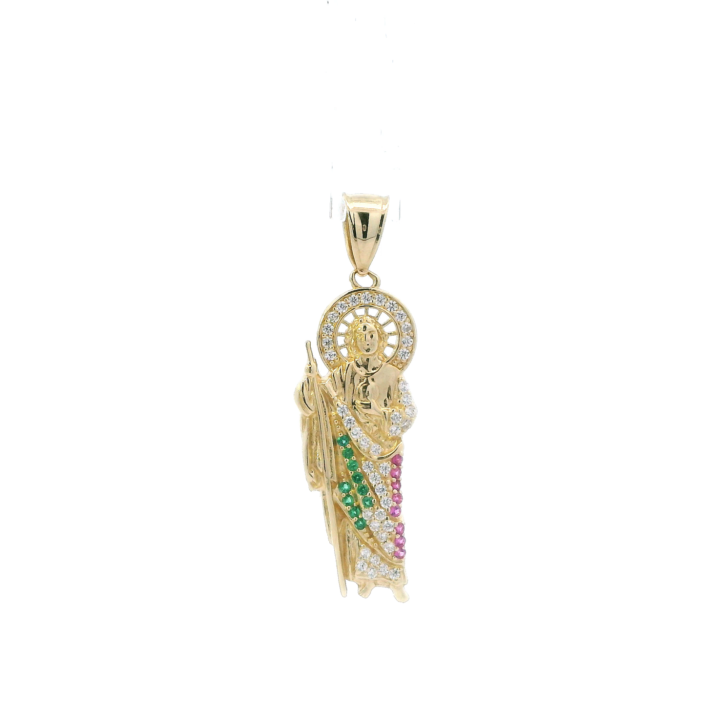14K Yellow Gold Cubic Zirconia Saint Jude Pendant