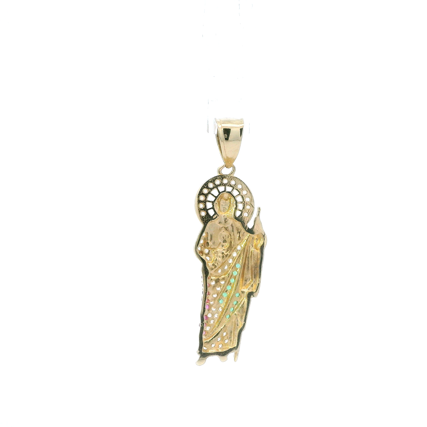 14K Yellow Gold Cubic Zirconia Saint Jude Pendant