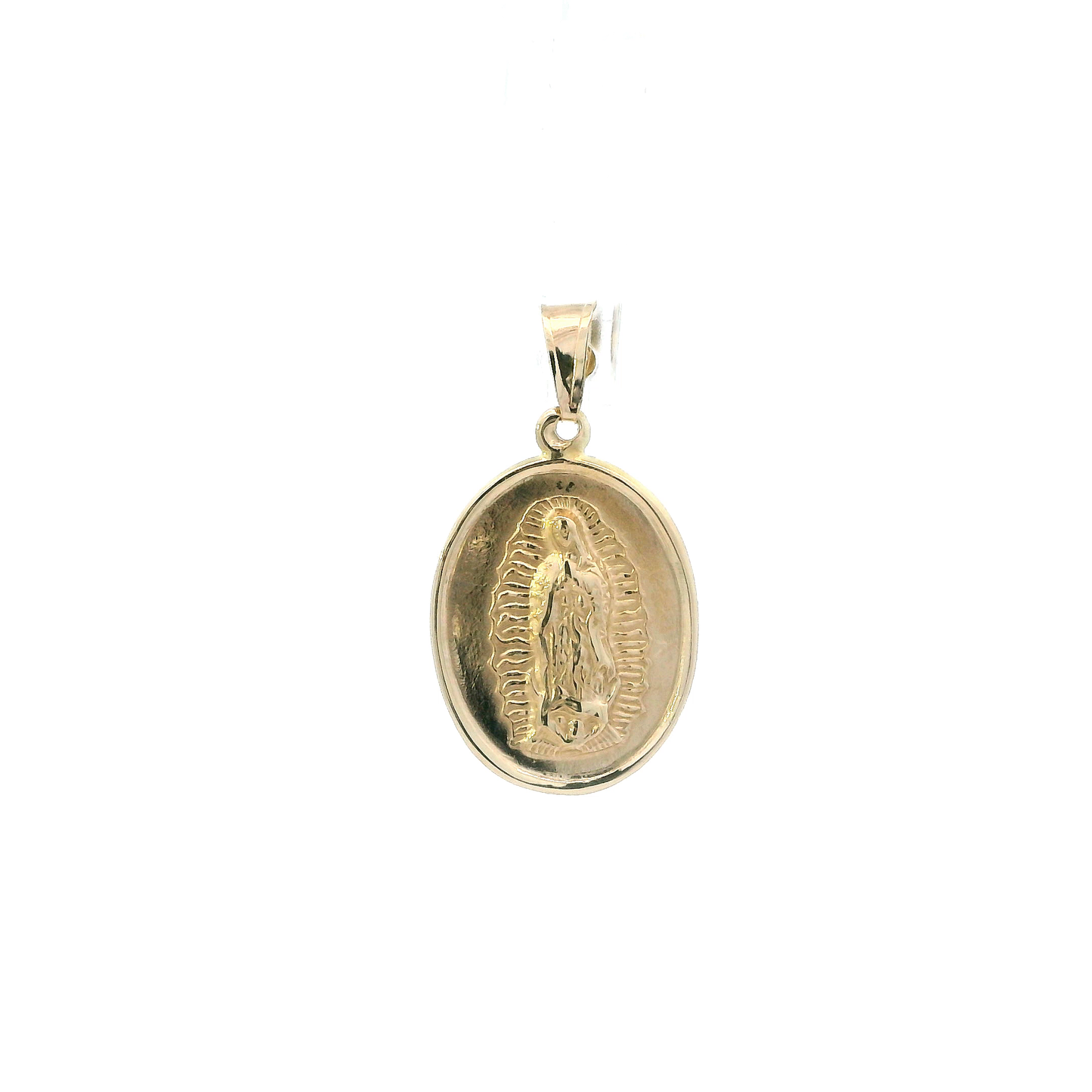 14K Yellow Gold Oval Double Sided Religious Pendant