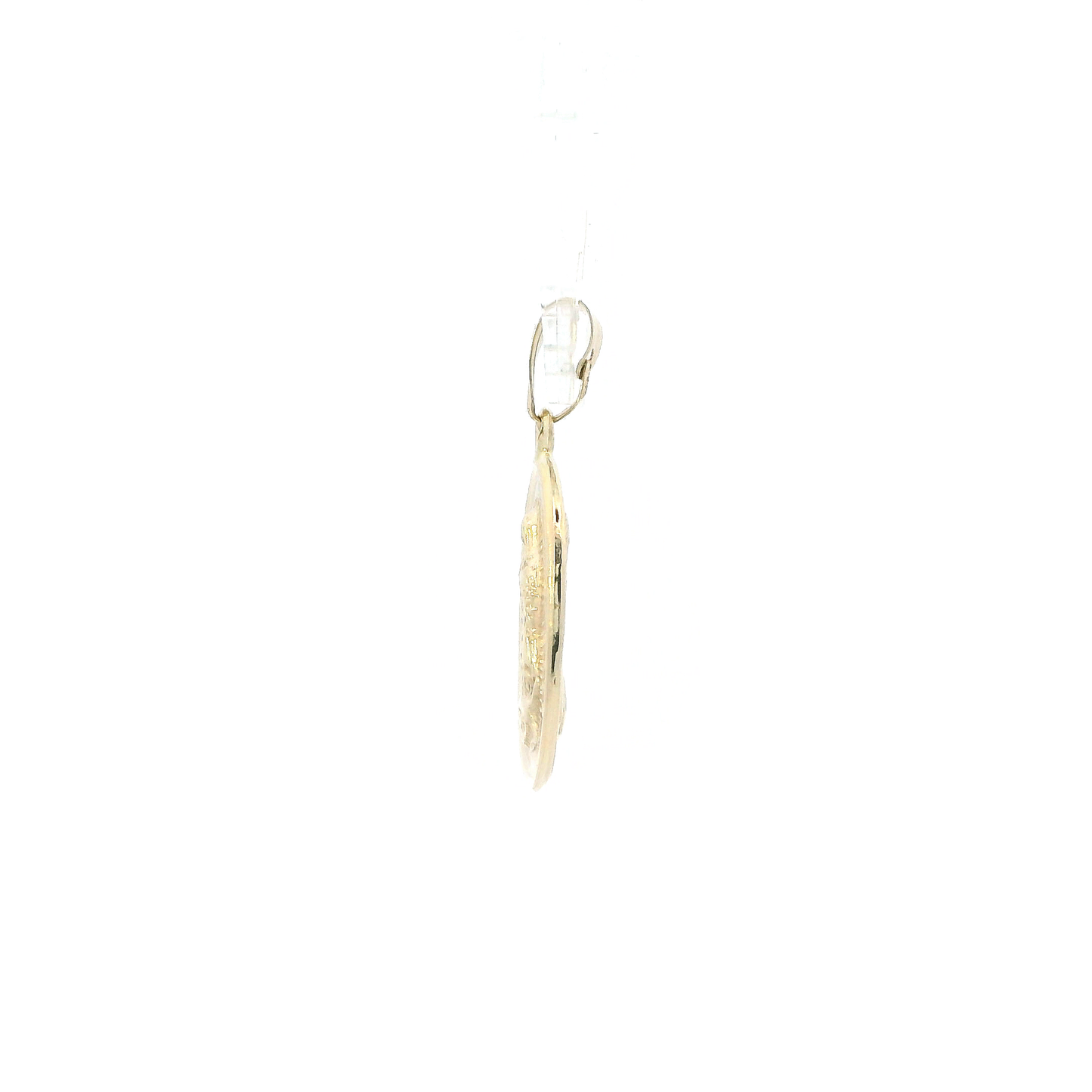14K Yellow Gold Oval Double Sided Religious Pendant